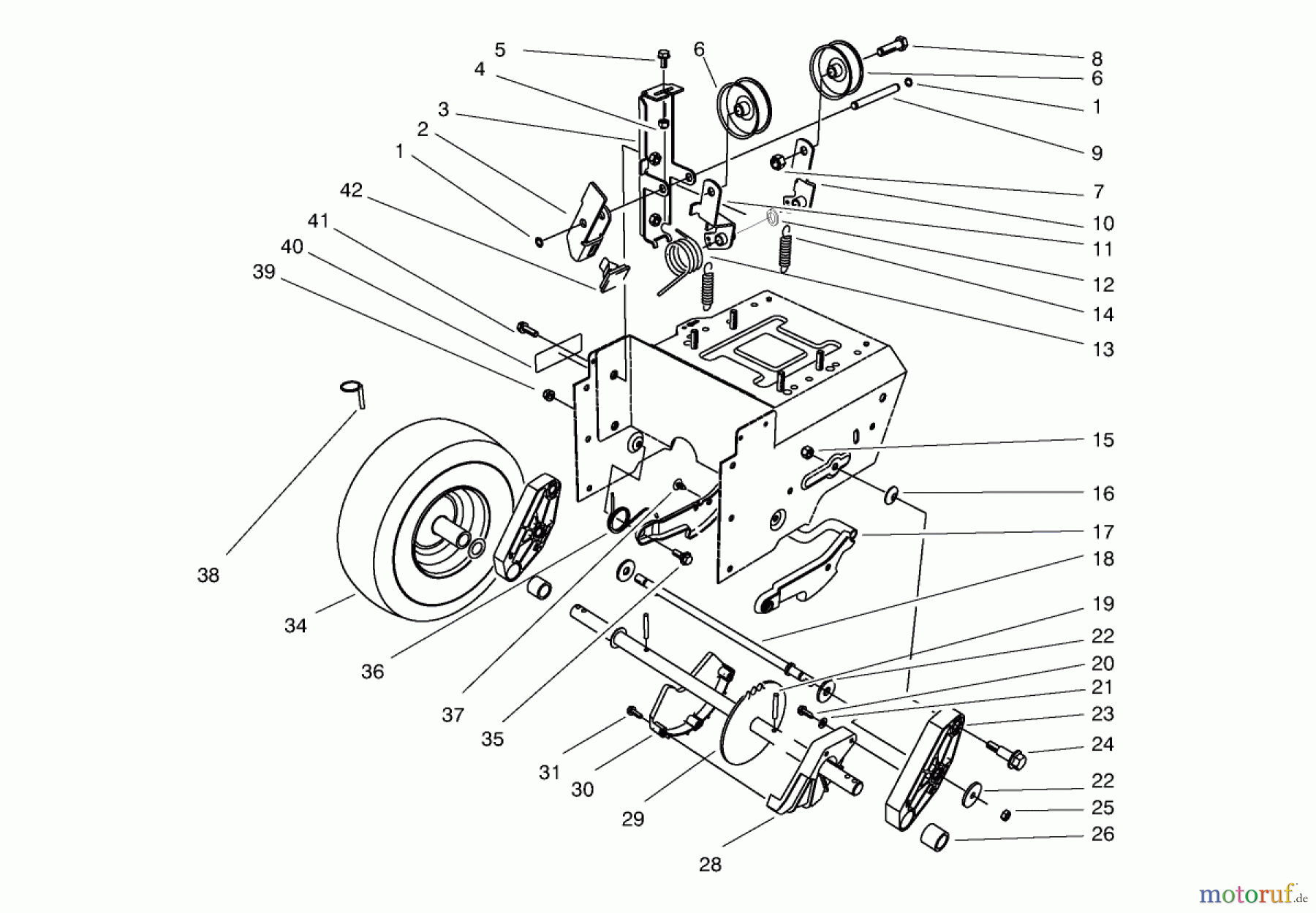  Toro Neu Snow Blowers/Snow Throwers Seite 1 38543 (824) - Toro 824 Power Shift Snowthrower, 1998 (8900001-8999999) TRACTION DRIVE ASSEMBLY