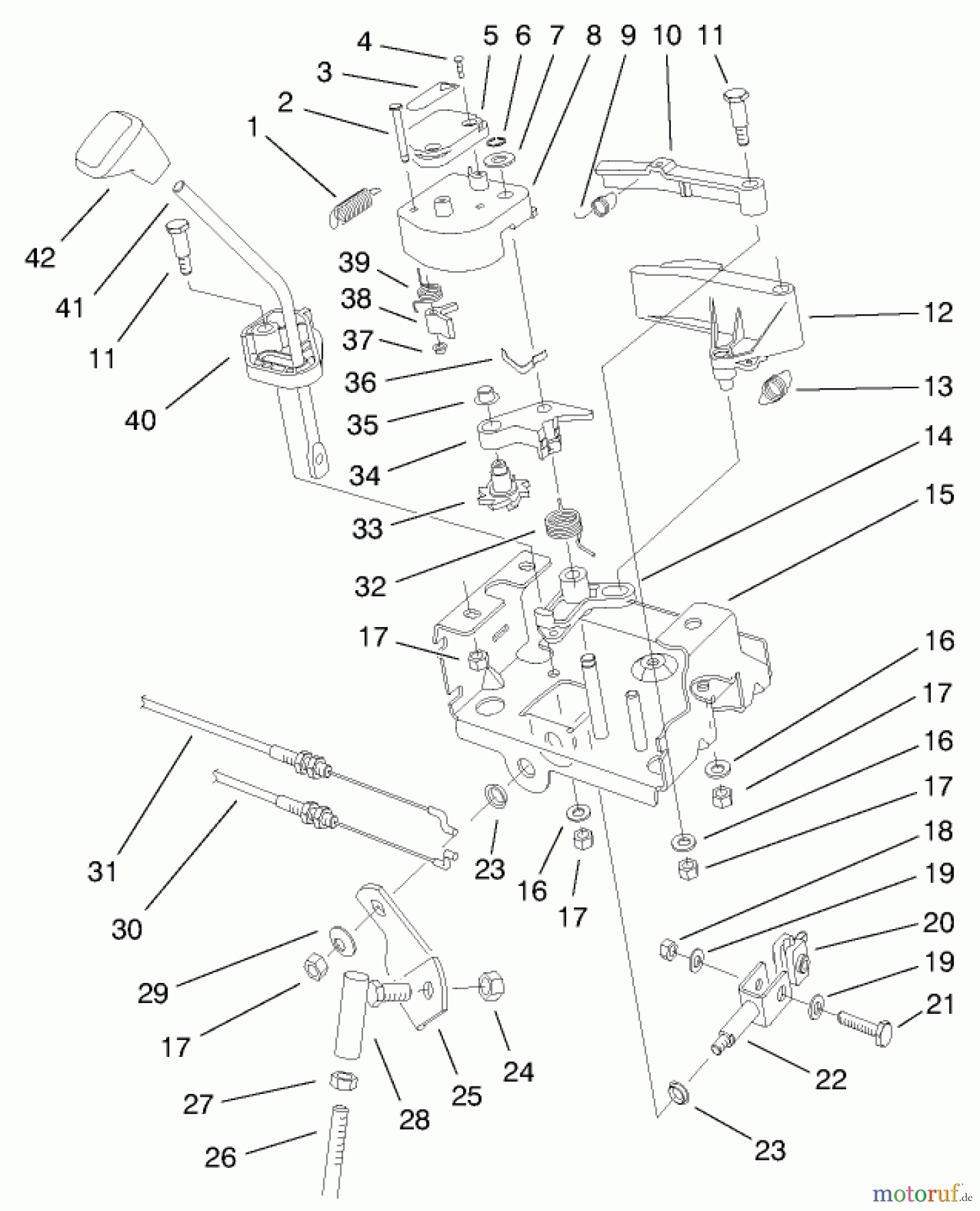  Toro Neu Snow Blowers/Snow Throwers Seite 1 38543 (824) - Toro 824 Power Shift Snowthrower, 2003 (230000001-230999999) POWER SHIFT CONTROL ASSEMBLY