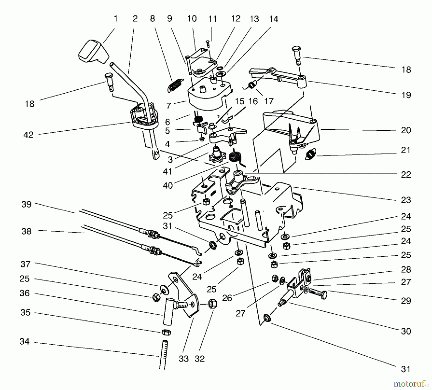 Toro Neu Snow Blowers/Snow Throwers Seite 1 38556 (1028) - Toro 1028 Power Shift Snowthrower, 1998 (8900001-8999999) TRACTION LINKAGE ASSEMBLY