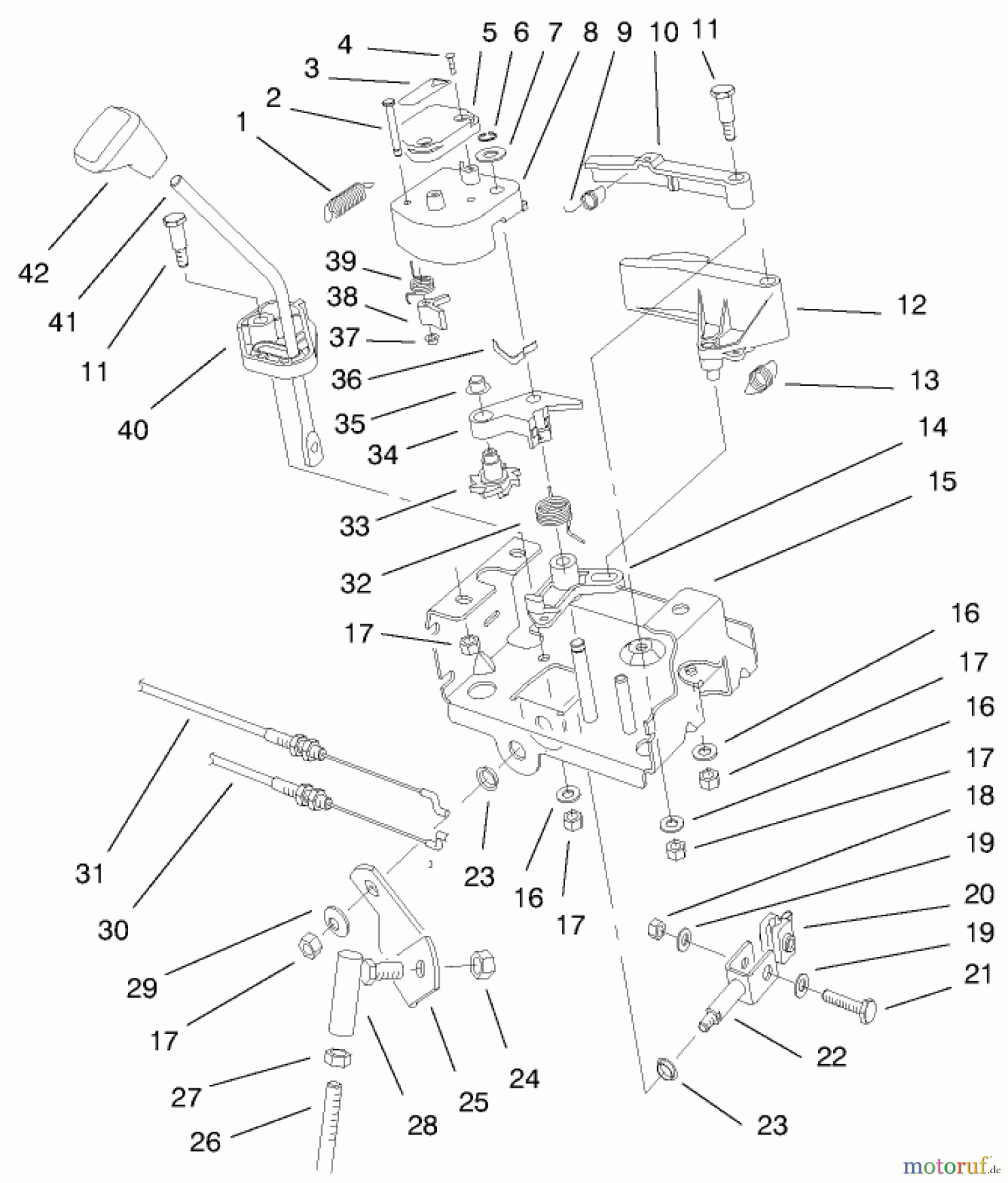 Toro Neu Snow Blowers/Snow Throwers Seite 1 38559 (1028) - Toro 1028 Power Shift Snowthrower, 1999 (99000001-99999999) TRACTION LINKAGE ASSEMBLY
