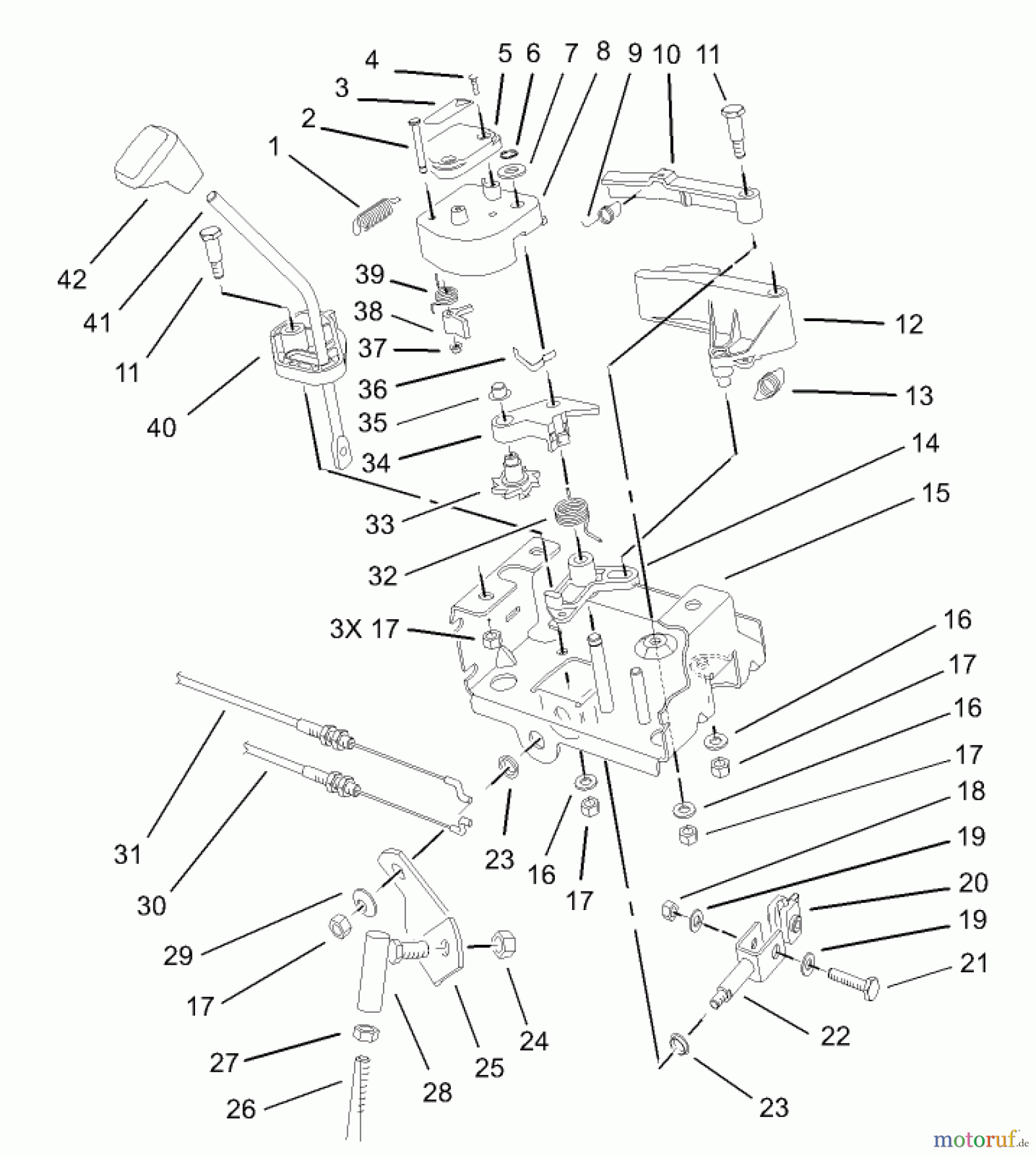 Toro Neu Snow Blowers/Snow Throwers Seite 1 38560 (1028) - Toro 1028 Power Shift Snowthrower, 2004 (240000001-240999999) POWER SHIFT CONTROL ASSEMBLY