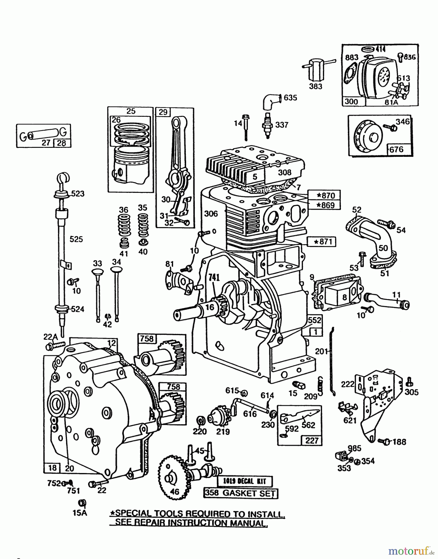  Toro Neu Snow Blowers/Snow Throwers Seite 1 38565 (1132) - Toro 1132 Power Shift Snowthrower, 1988 (8000001-8999999) ENGINE BRIGGS & STRATTON MODEL NO. 252416 TYPE 0755-01 (MODEL 38580) #1
