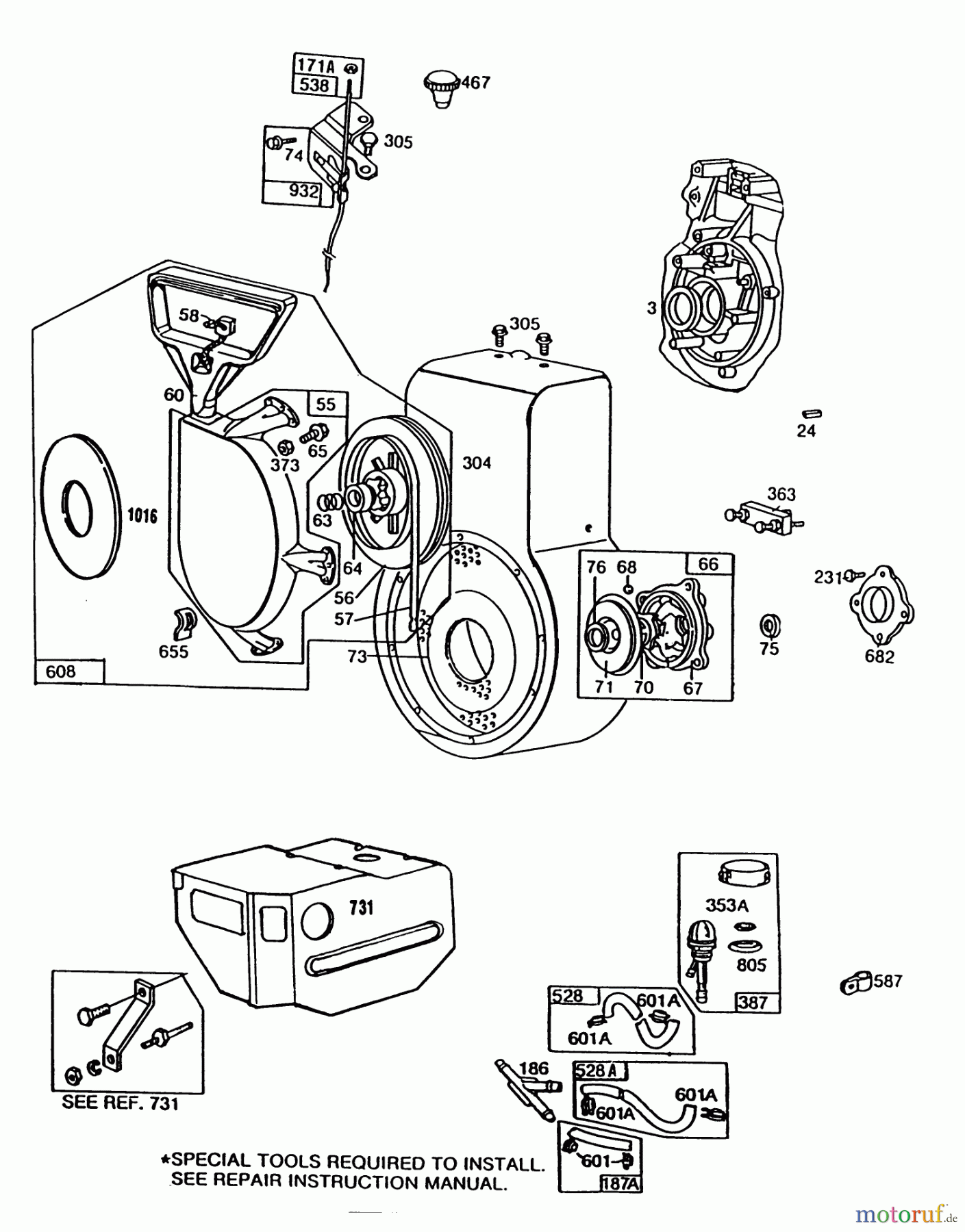 Toro Neu Snow Blowers/Snow Throwers Seite 1 38580 (1132) - Toro 1132 Power Shift Snowthrower, 1988 (8000001-8999999) ENGINE BRIGGS & STRATTON MODEL NO. 252416 TYPE 0755-01 (MODEL 38580) #2