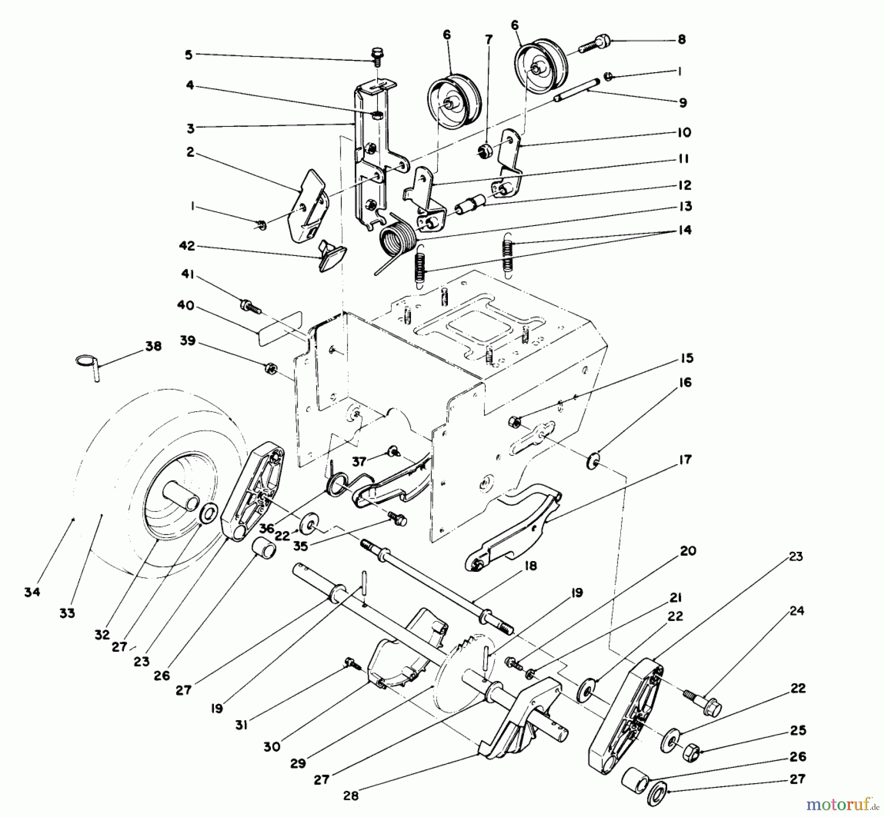 Toro Neu Snow Blowers/Snow Throwers Seite 1 38580 (1132) - Toro 1132 Power Shift Snowthrower, 1990 (0000001-0999999) TRACTION DRIVE ASSEMBLY