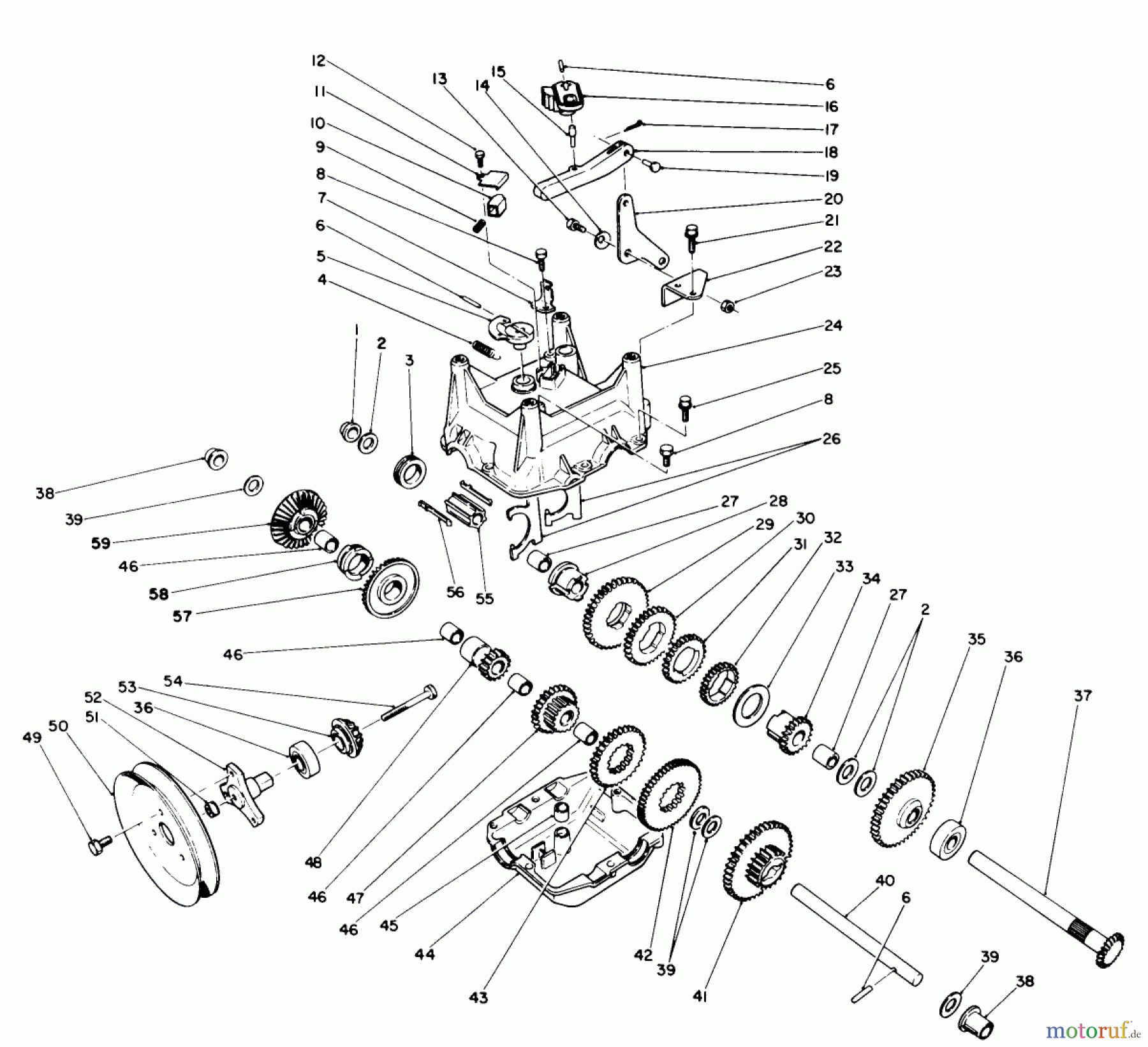 Toro Neu Snow Blowers/Snow Throwers Seite 1 38566 (1132) - Toro 1132 Power Shift Snowthrower, 1993 (3900001-3999999) TRANSMISSION ASSEMBLY NO. 66-8030