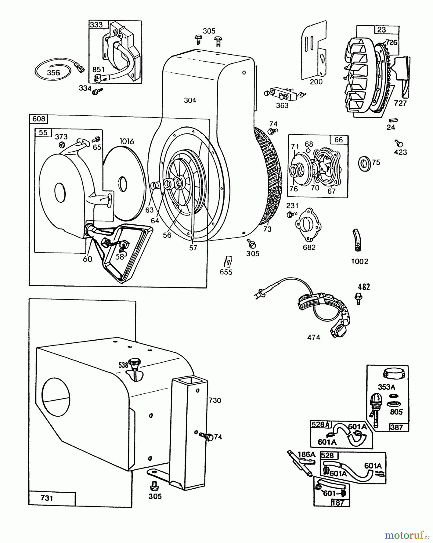 Toro Neu Snow Blowers/Snow Throwers Seite 1 38570 (828) - Toro 828 Power Shift Snowthrower, 1988 (8000001-8999999) ENGINE BRIGGS & STRATTON MODEL 190406 TYPE 3083-01 #3