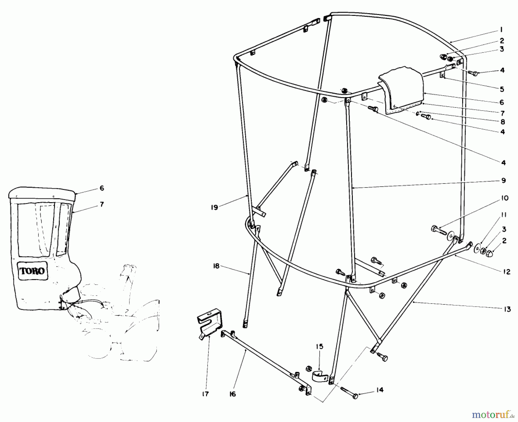 Toro Neu Snow Blowers/Snow Throwers Seite 1 38570 (828) - Toro 828 Power Shift Snowthrower, 1993 (3900001-3999999) SNOW CAB ASSEMBLY NO. 68-9500 (OPTIONAL)