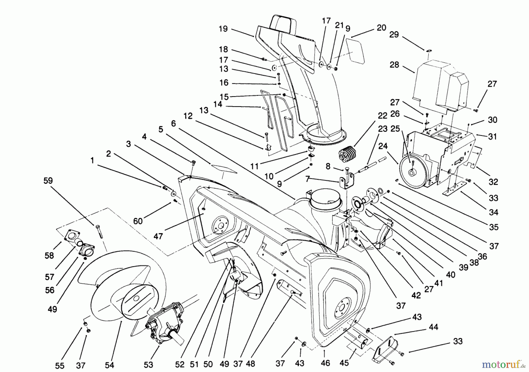 Toro Neu Snow Blowers/Snow Throwers Seite 1 38574 (828) - Toro 828 Power Shift Snowthrower, 1992 (2000001-2999999) HOUSING & CHUTE ASSEMBLY