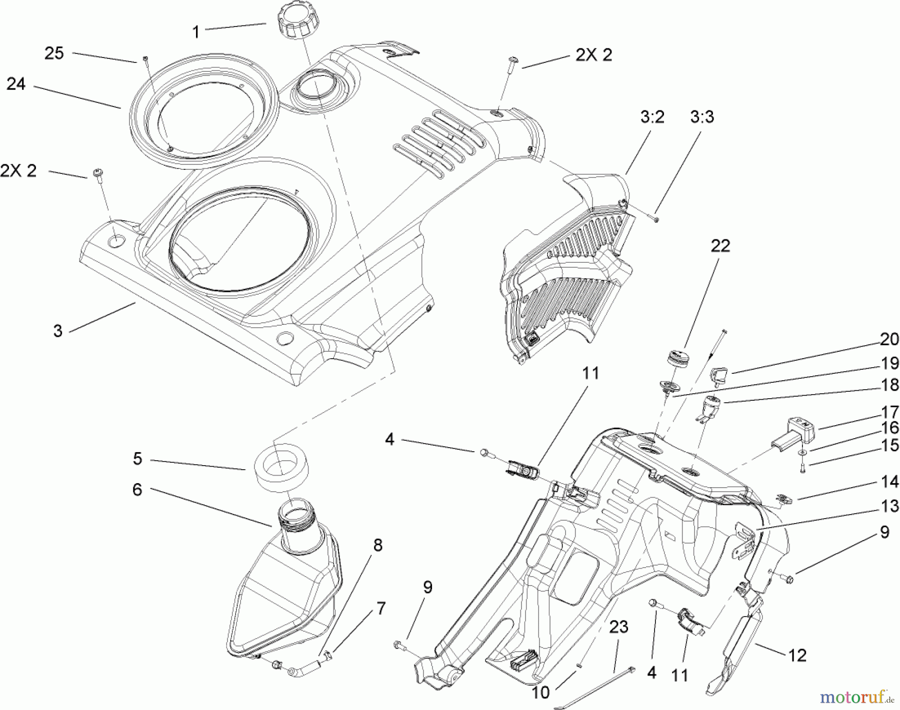  Toro Neu Snow Blowers/Snow Throwers Seite 1 38577 (6053) - Toro CCR 6053 Quick Clear Snowthrower, 2009 (290000001-290999999) SHROUD, CONTROL PANEL AND GAS TANK ASSEMBLY