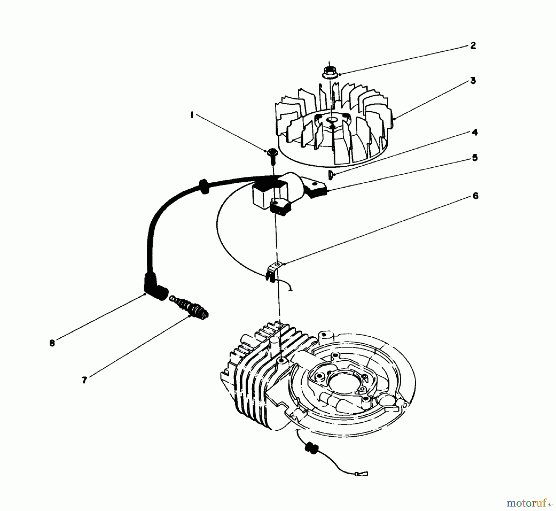  Toro Neu Engines 59255 - Toro Replacement Engine, 2-Cycle (Zone Start), 1984 (4000001-4999999) FLYWHEEL & MAGNETO ASSEMBLY