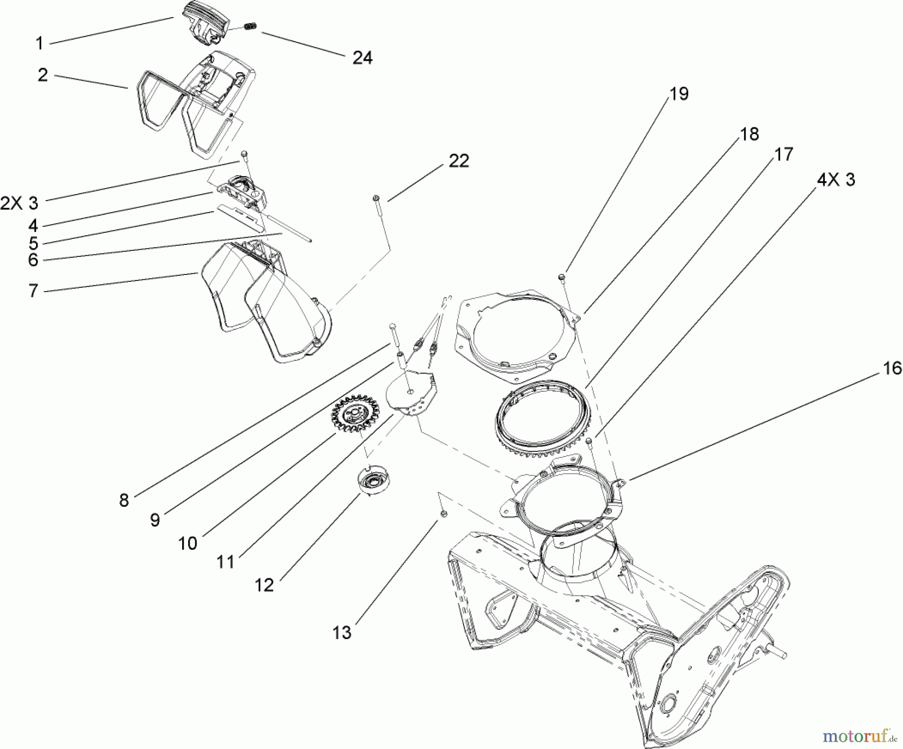Toro Neu Snow Blowers/Snow Throwers Seite 1 38586 - Toro Power Clear Snowthrower, 2009 (290000001-290999999) CHUTE ASSEMBLY