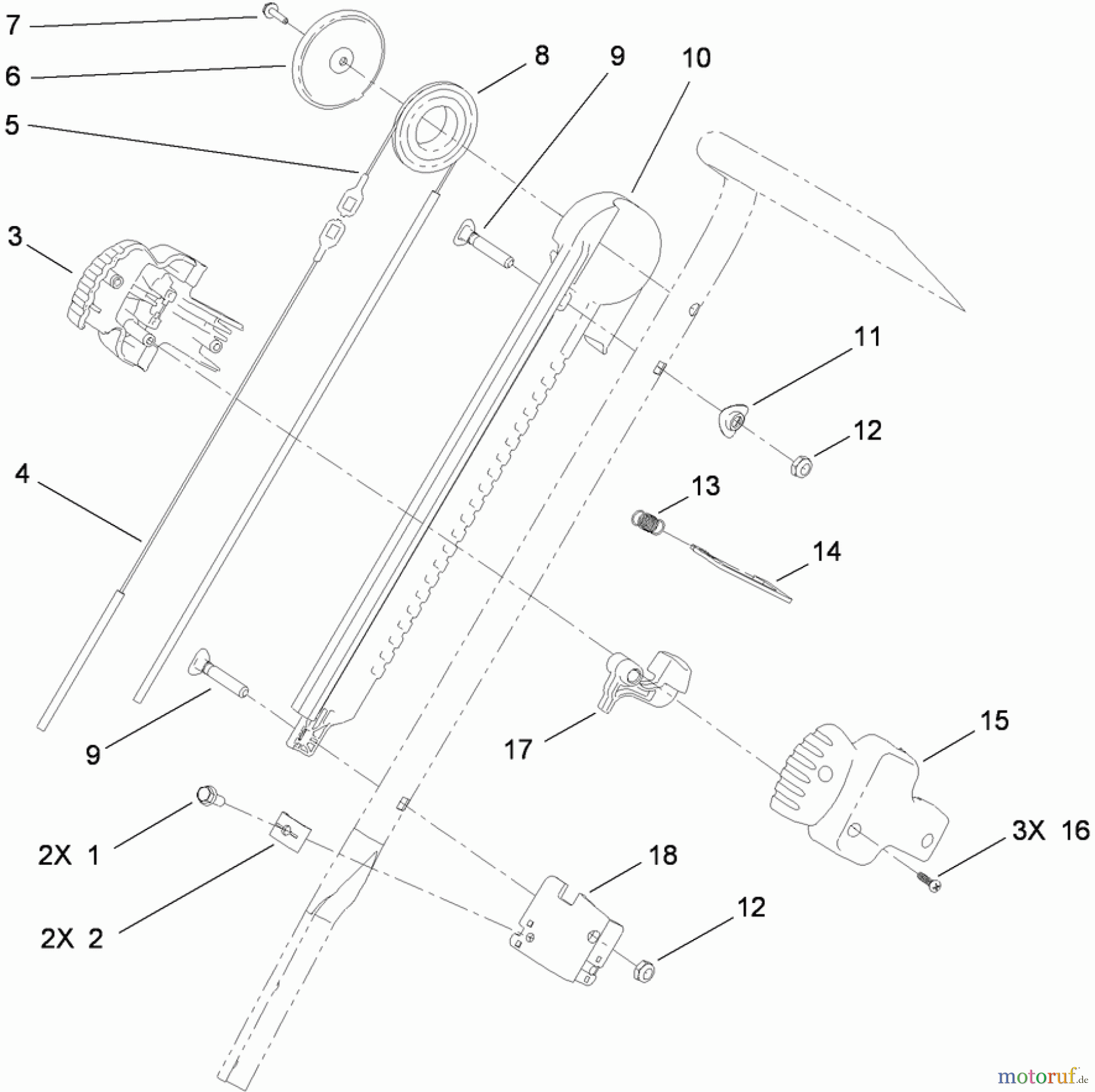  Toro Neu Snow Blowers/Snow Throwers Seite 1 38588 - Toro Power Clear Snowthrower, 2011 (311000001-311003576) HANDLE CHUTE CONTROL ASSEMBLY