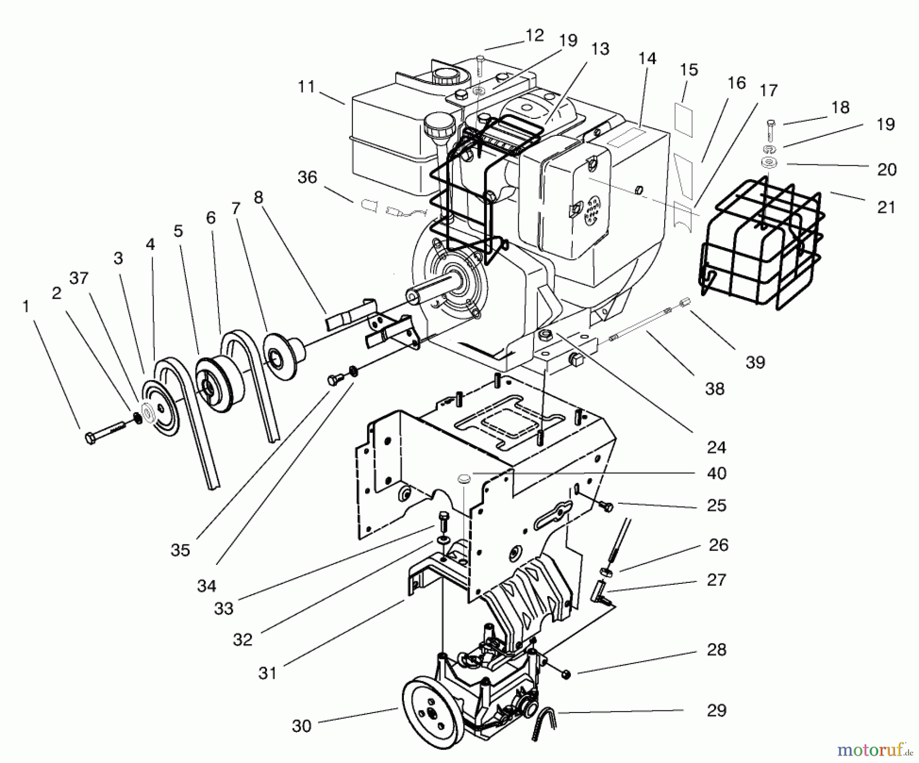  Toro Neu Snow Blowers/Snow Throwers Seite 1 38591 (1232) - Toro 1232 Power Shift Snowthrower, 1998 (8900001-8999999) ENGINE, TRANSMISSION DRIVE ASSEMBLY