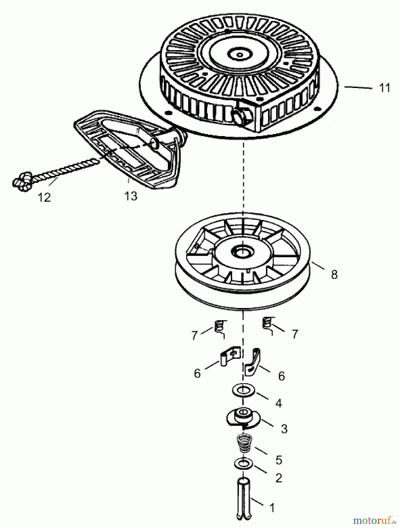 Toro Neu Snow Blowers/Snow Throwers Seite 1 38592 (1332) - Toro 1332 Power Shift Snowthrower, 2004 (240000001-240999999) RECOIL STARTER PART NO. 590749