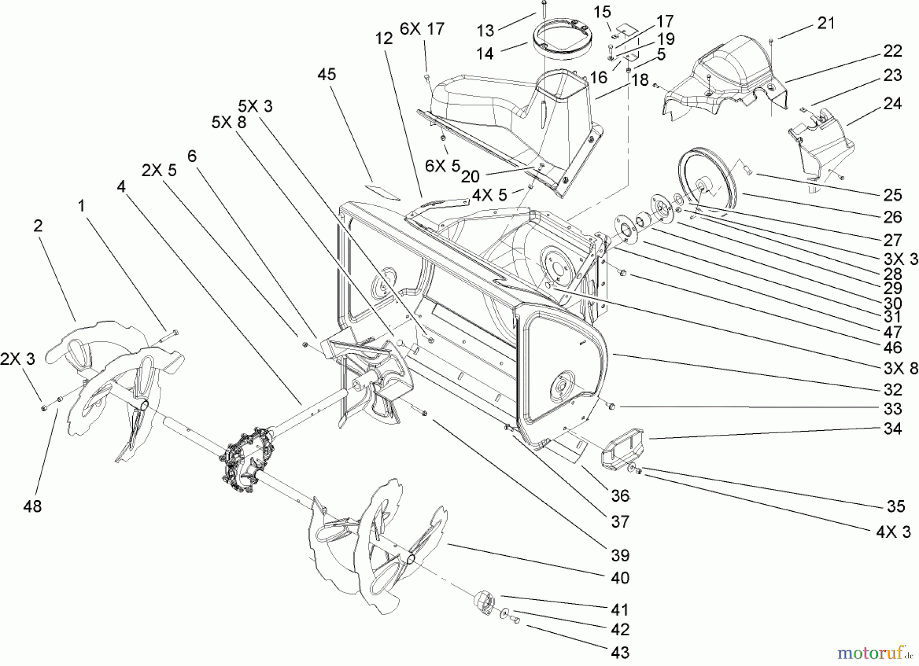  Toro Neu Snow Blowers/Snow Throwers Seite 1 38595 (6000) - Toro Power Max 6000 Snowthrower, 2007 (270000001-270999999) AUGER AND HOUSING ASSEMBLY