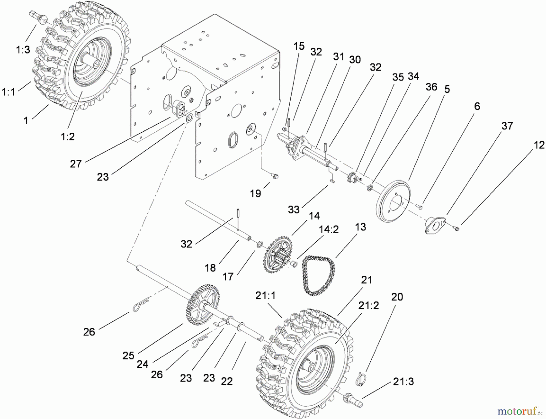 Toro Neu Snow Blowers/Snow Throwers Seite 1 38597 (826 O) - Toro Power Max 826 O Snowthrower, 2009 (290000001-290999999) CHAIN DRIVE ASSEMBLY