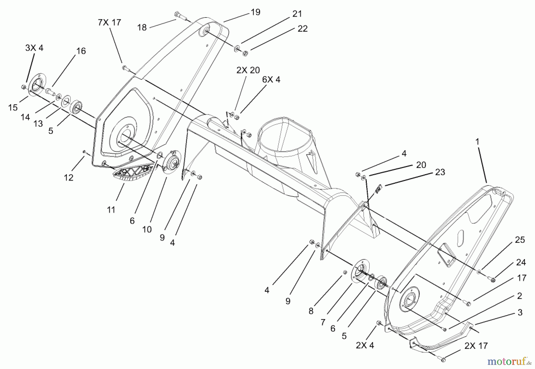 Toro Neu Snow Blowers/Snow Throwers Seite 1 38602 - Toro Snow Commander Snowthrower, 2004 (240000001-240999999) UPPER HOUSING AND SIDE PLATE ASSEMBLY