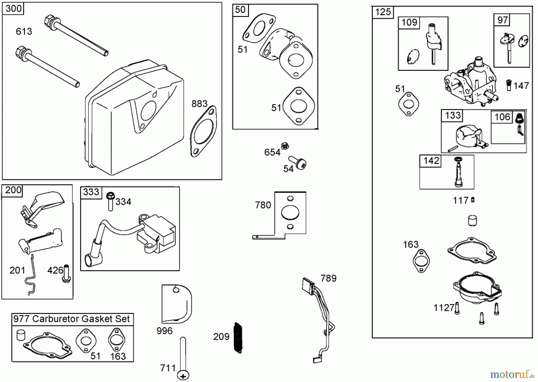  Toro Neu Snow Blowers/Snow Throwers Seite 2 38602 - Toro Snow Commander Snowthrower, 2006 (260010001-260999999) INTAKE MANIFOLD, CARBURETOR, AND MUFFLER ASSEMBLIES BRIGGS AND STRATTON 084333-0199-E1