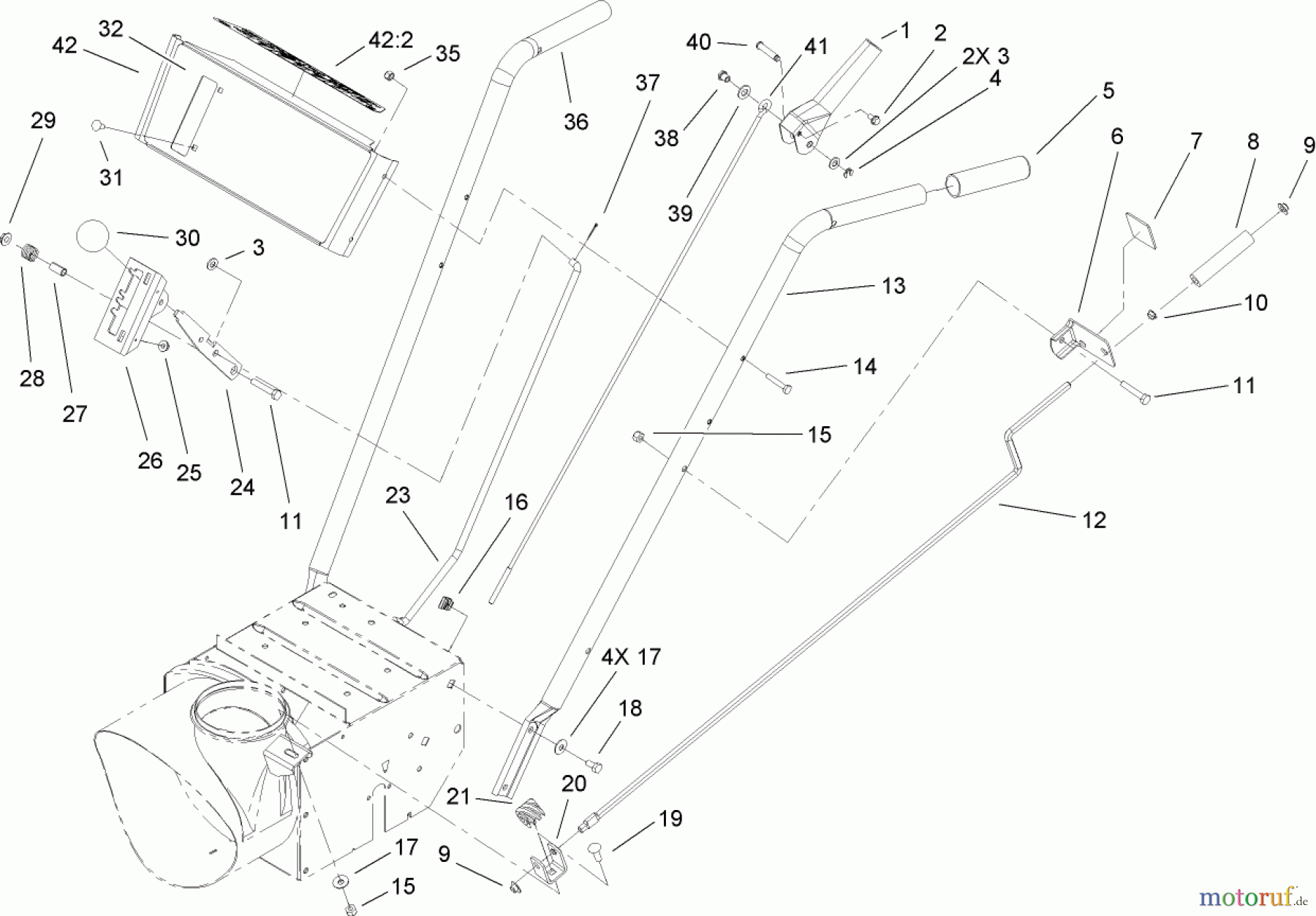 Toro Neu Snow Blowers/Snow Throwers Seite 2 38605 (522) - Toro 522 Power Throw Snowthrower, 2009 (290000001-290999999) HANDLE AND CONTROL ASSEMBLY