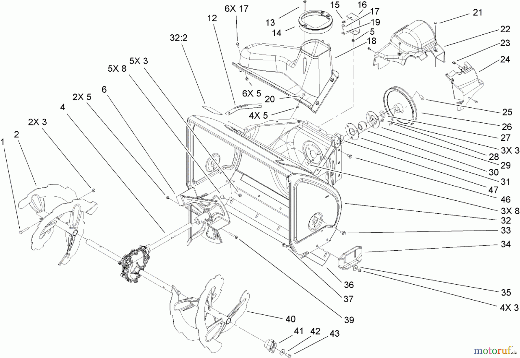  Toro Neu Snow Blowers/Snow Throwers Seite 2 38610 (6000) - Toro Power Max 6000 Snowthrower, 2006 (260010001-260999999) AUGER AND HOUSING ASSEMBLY