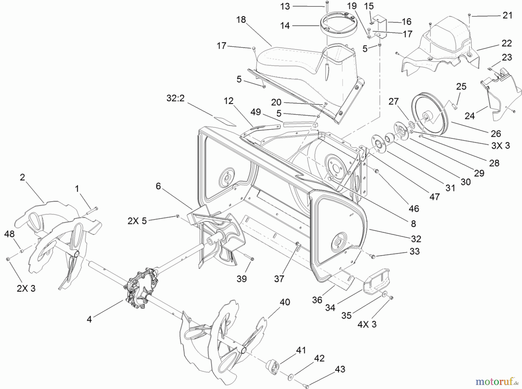  Toro Neu Snow Blowers/Snow Throwers Seite 2 38614 (726 OE) - Toro Power Max 726 OE Snowthrower, 2012 (SN 312000001-312011919) AUGER AND HOUSING ASSEMBLY