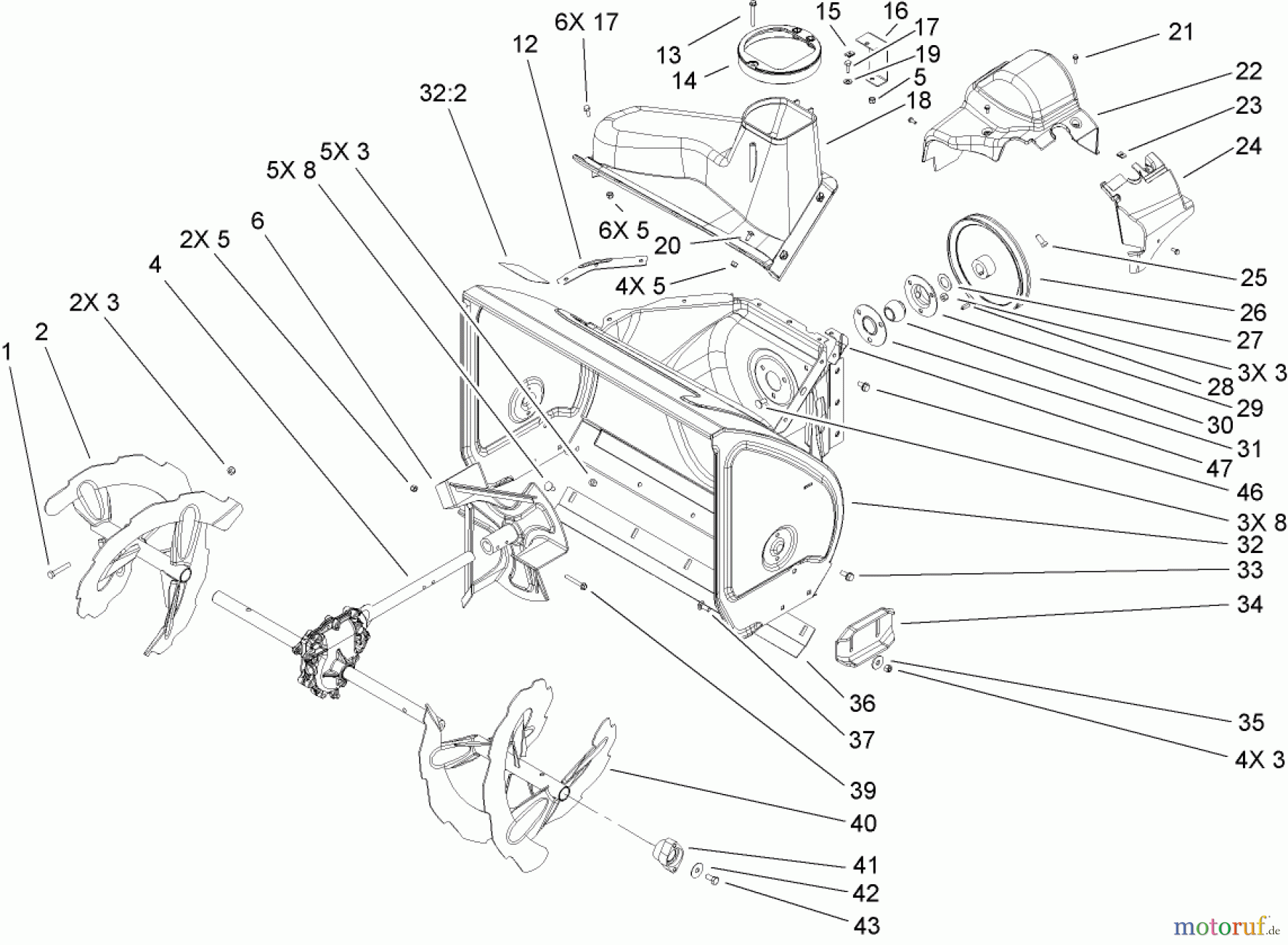  Toro Neu Snow Blowers/Snow Throwers Seite 2 38631 (828 LXE) - Toro Power Max 828 LXE Snowthrower, 2006 (260000001-260999999) AUGER AND HOUSING ASSEMBLY