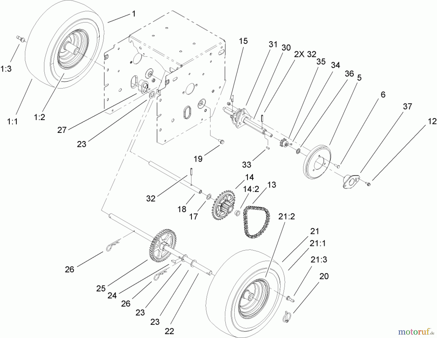 Toro Neu Snow Blowers/Snow Throwers Seite 2 38639 (828 OE) - Toro Power Max 828 OE Snowthrower, 2010 (310000001-310999999) CHAIN DRIVE ASSEMBLY
