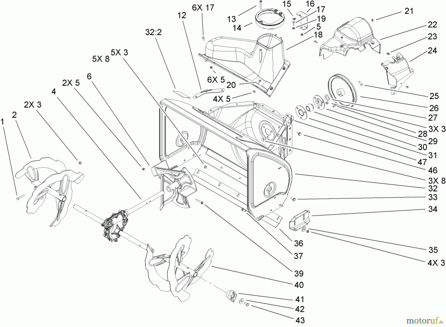  Toro Neu Snow Blowers/Snow Throwers Seite 2 38640 (1028 LXE) - Toro Power Max 1028 LXE Snowthrower, 2006 (260000001-260999999) AUGER AND HOUSING ASSEMBLY