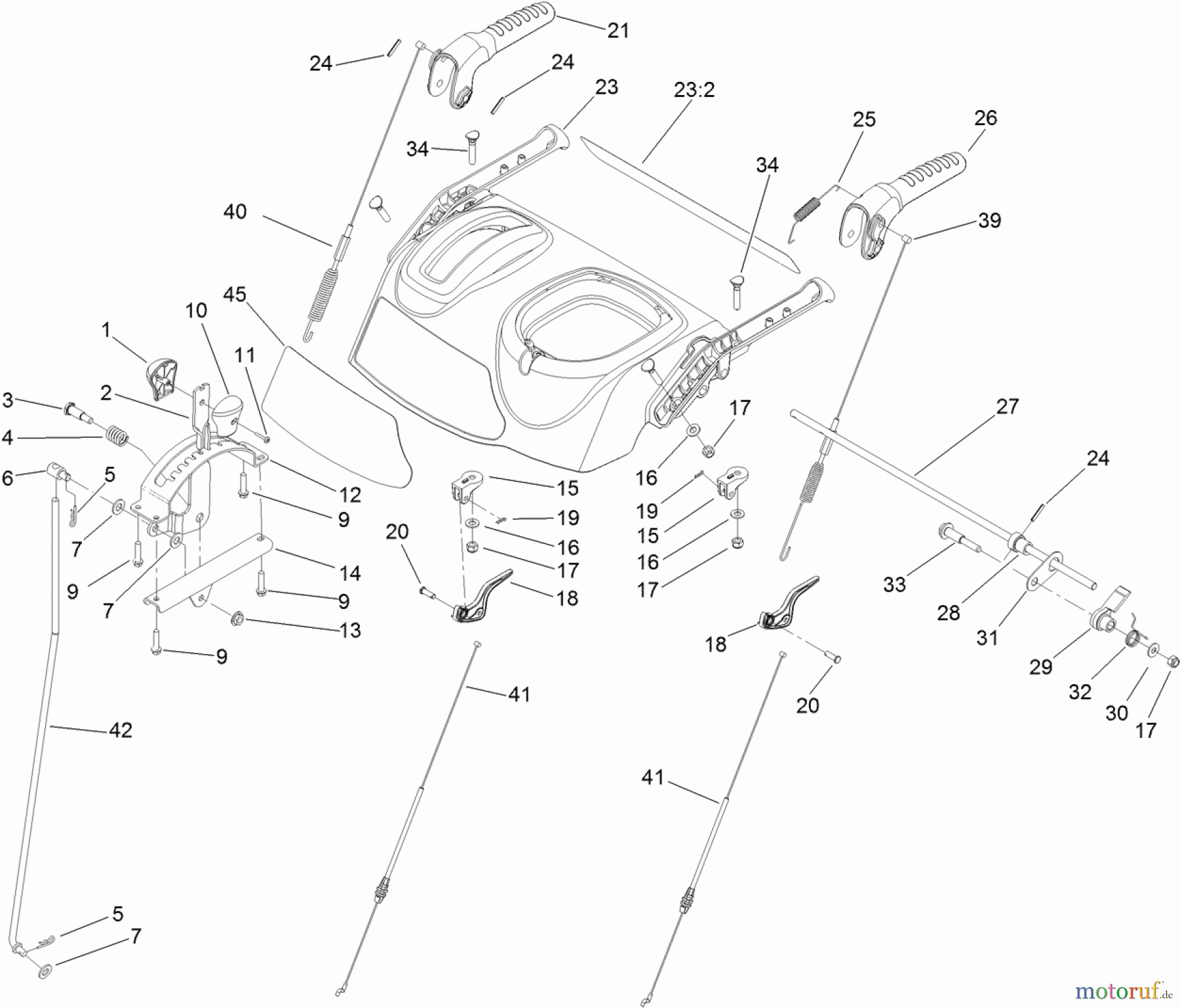 Toro Neu Snow Blowers/Snow Throwers Seite 2 38644 (1028 OXE) - Toro Power Max 1028 OXE Snowthrower, 2011 (311000001-311999999) HANDLE ASSEMBLY