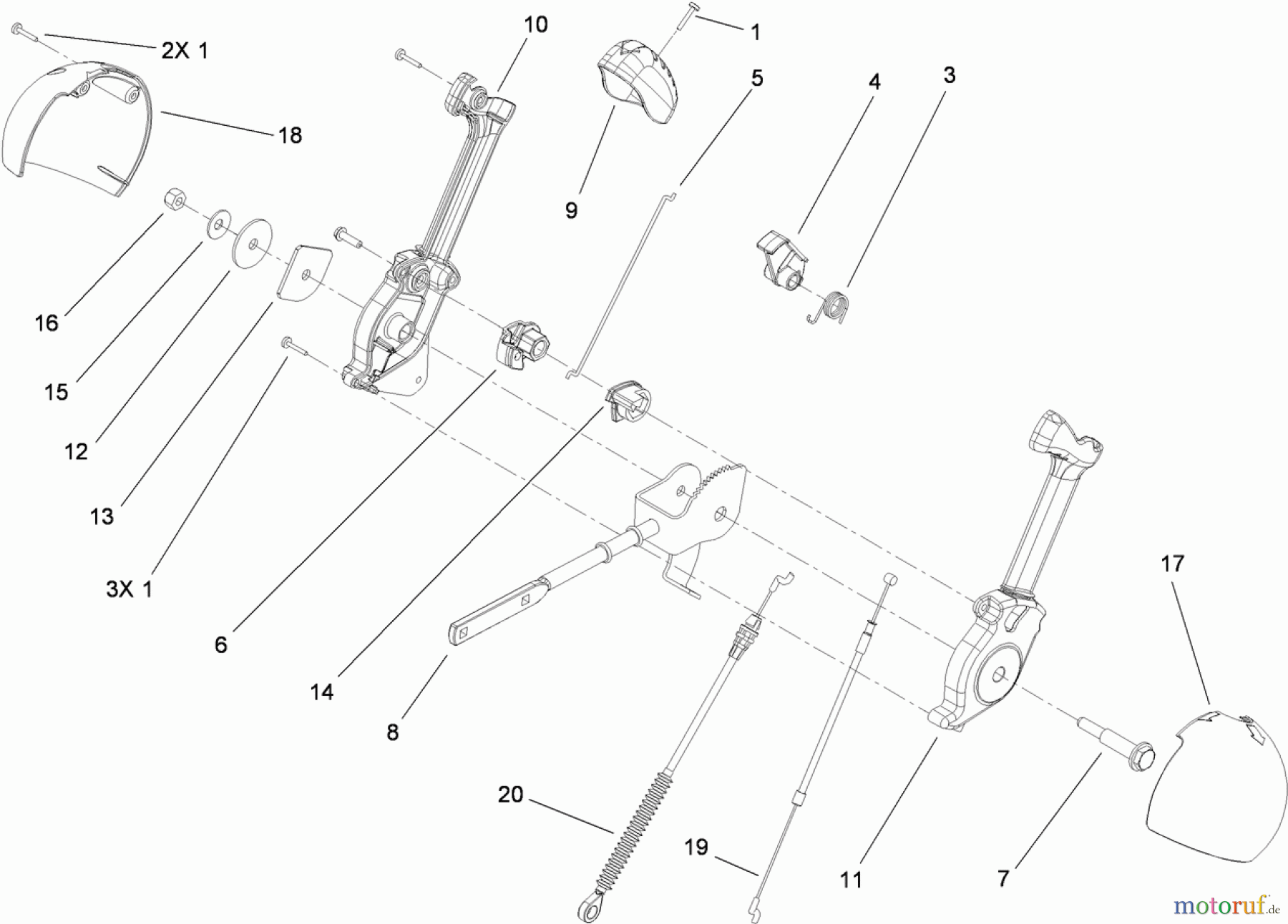  Toro Neu Snow Blowers/Snow Throwers Seite 2 38654 (1128 OXE) - Toro Power Max 1128 OXE Snowthrower, 2012 (SN 312000001-312000914) LEVER CHUTE CONTROL ASSEMBLY