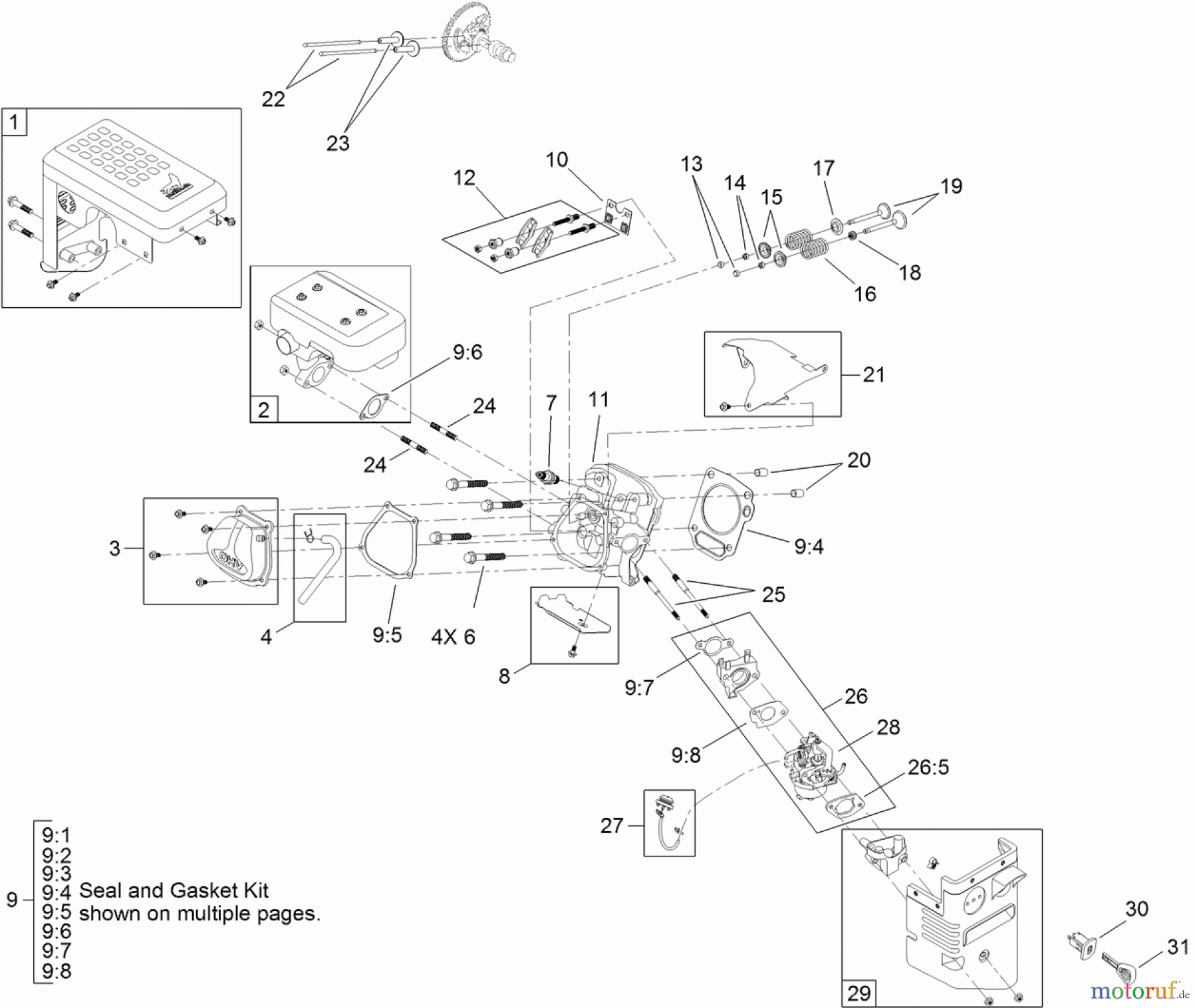  Toro Neu Snow Blowers/Snow Throwers Seite 2 38820 (926 OXE) - Toro Power Max Heavy Duty 926 OXE Snowthrower, 2013 (SN 313000001-313999999) MUFFLER, CYLINDER HEAD AND CARBURETOR ENGINE ASSEMBLY