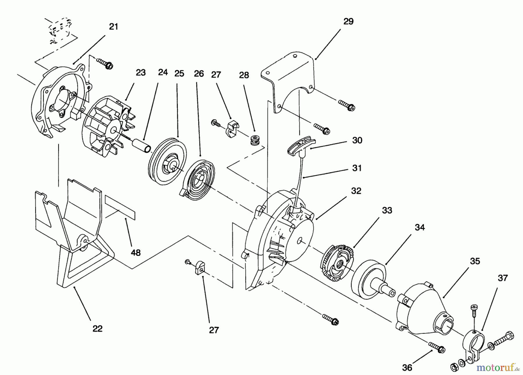  Toro Neu Tillers/Cultivators 58356 - Toro Garden Cultivator, 1996 (69000001-69999999) FLYWHEEL, STARTER, & CLUTCH ASSEMBLIES