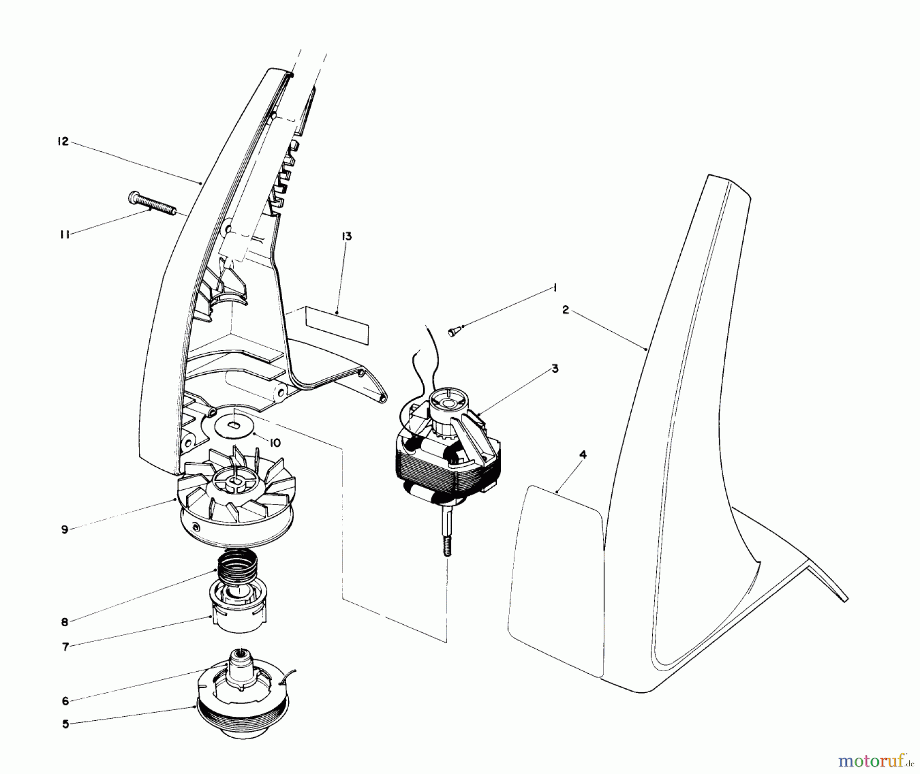  Toro Neu Trimmers, String/Brush 51235C (910) - Toro 910 Electric Trimmer, 1987 (7000001-7999999) MOTOR AND HOUSING ASSEMBLY