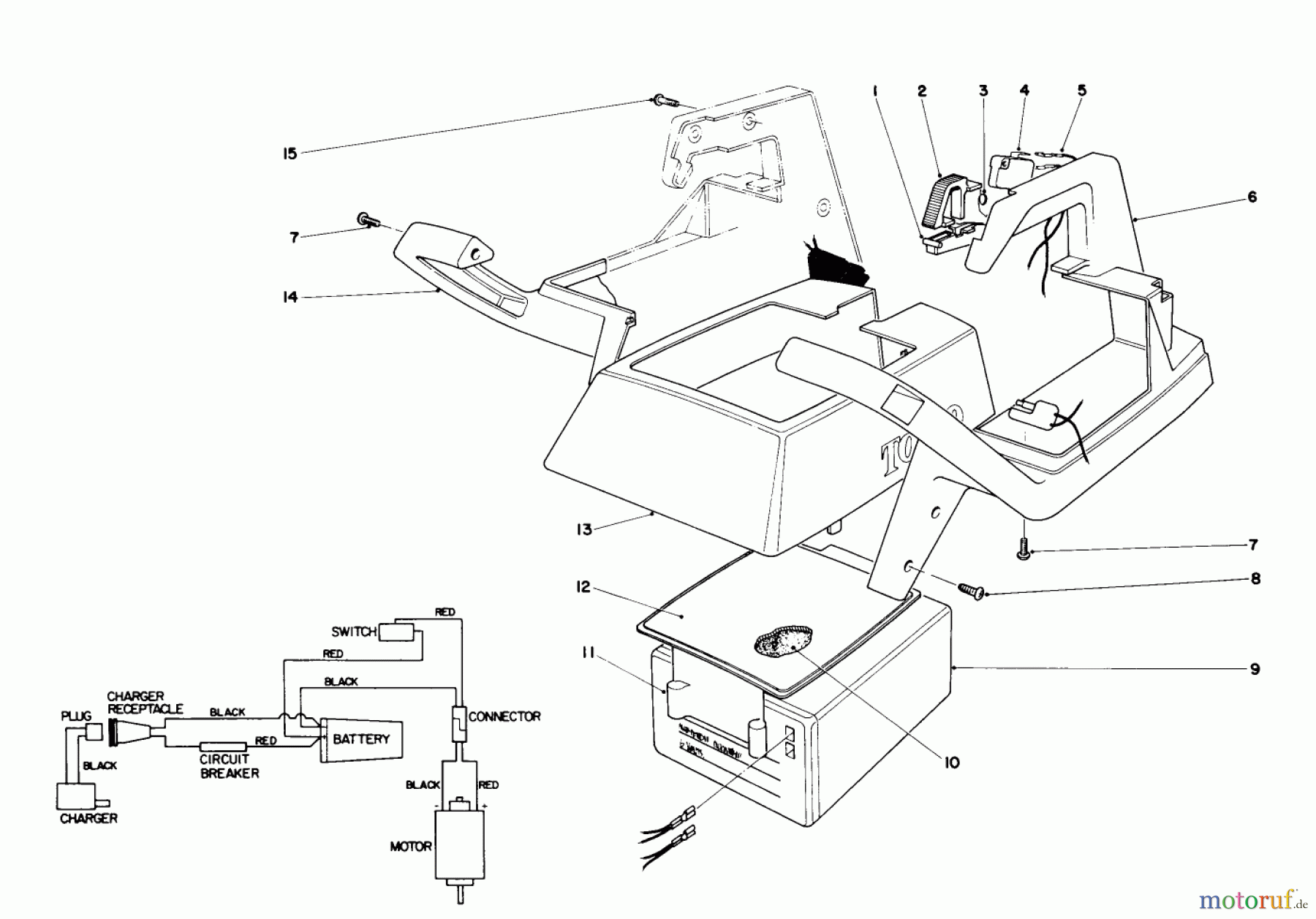 Toro Neu Trimmers, String/Brush 51561 (710) - Toro 710 Electric Trimmer, 1991 (1000001-1999999) UPPER CASE ASSEMBLY