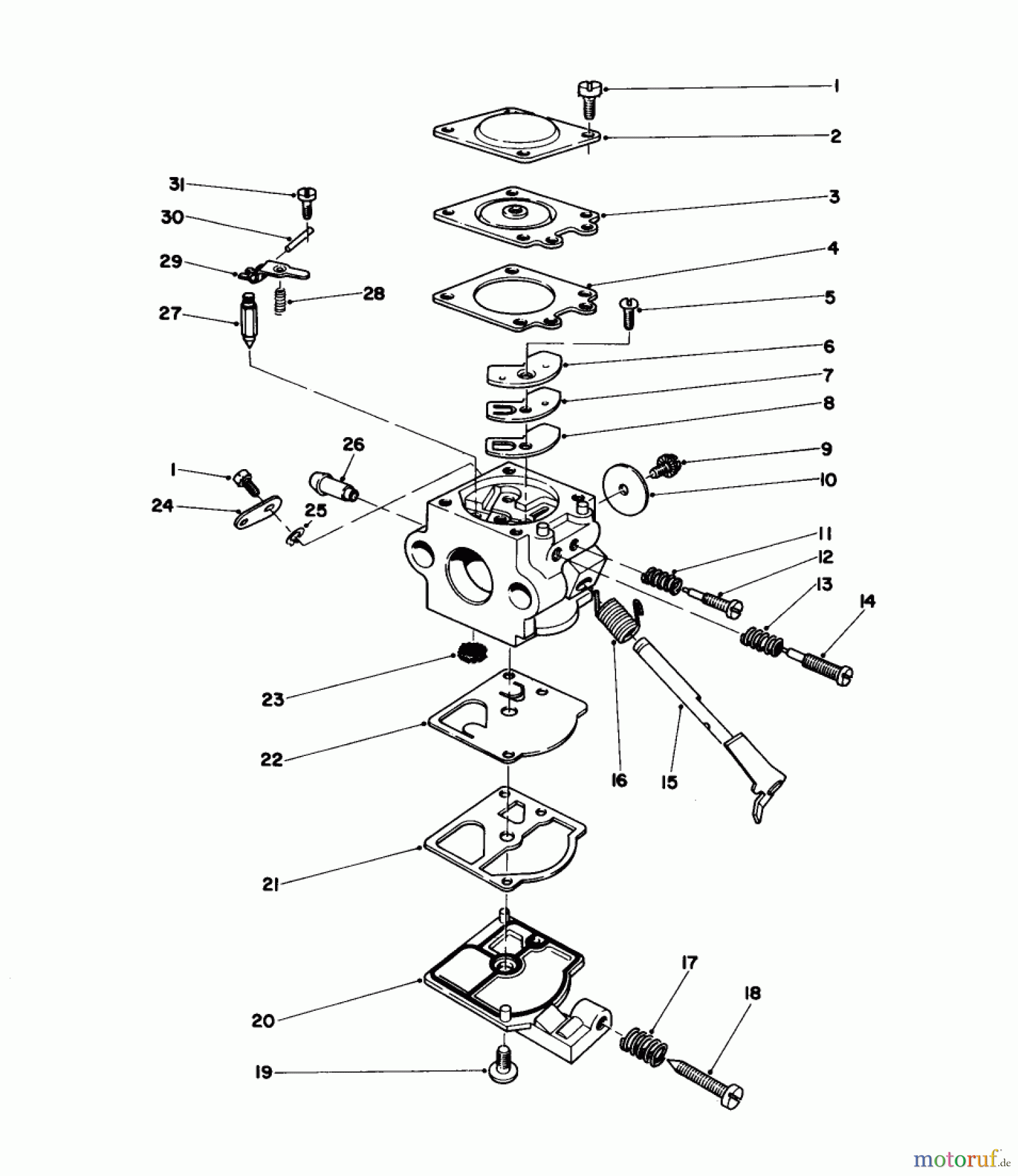  Toro Neu Trimmers, String/Brush 51613 (TC 350) - Toro TC 350 Gas Trimmer, 1984 (4000001-4999999) CARBURETOR ASSEMBLY NO. 45-2870