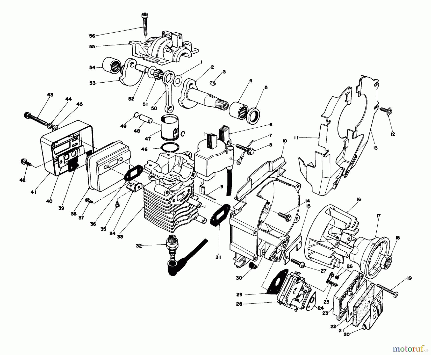  Toro Neu Trimmers, String/Brush 51630 (Toro 1500) - Toro 1500 Gas Trimmer, 1981 (1000001-1999999) ENGINE ASSEMBLY