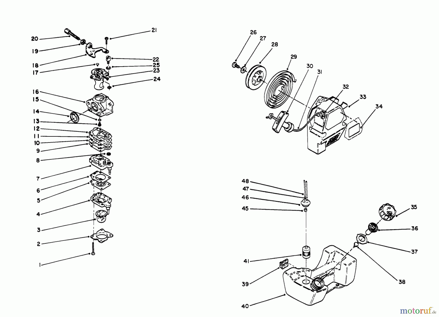 Toro Neu Trimmers, String/Brush 51637 (TC 2010) - Toro TC 2010 Gas Trimmer, 1992 (2000001-2999999) ENGINE ASSEMBLY #3