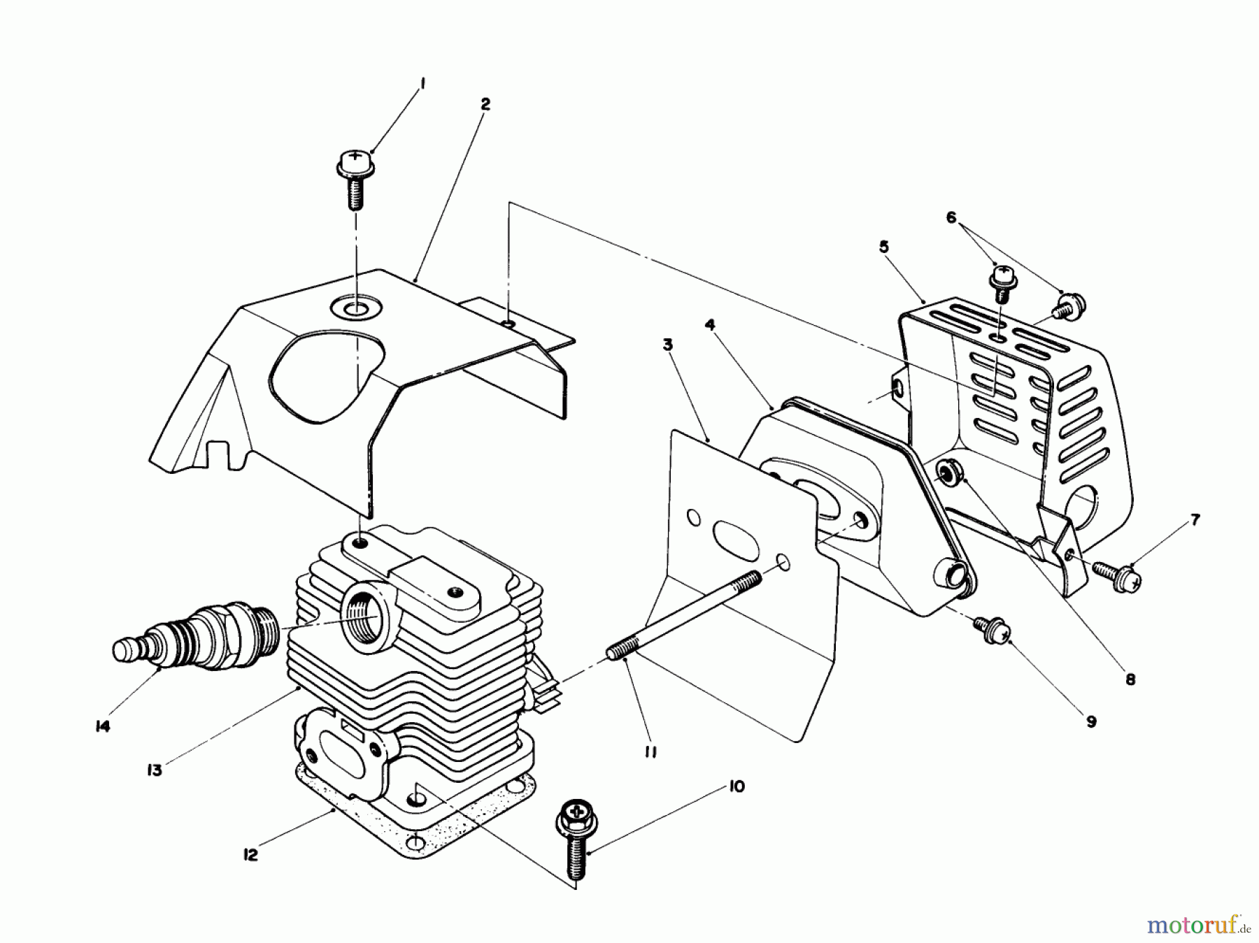 Toro Neu Trimmers, String/Brush 51644 (TC 4000) - Toro TC 4000 Gas Trimmer, 1986 (6000001-6999999) CYLINDER & MUFFLER ASSEMBLY