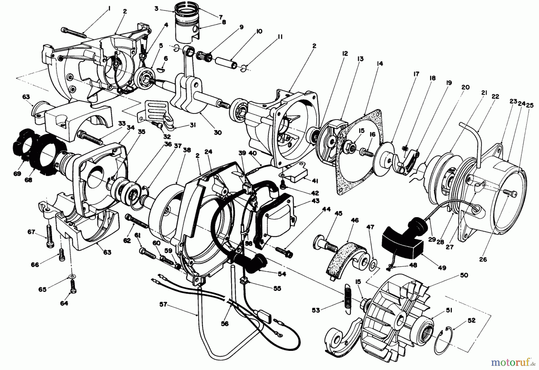  Toro Neu Trimmers, String/Brush 51645 (TC 5000) - Toro TC 5000 Gas Trimmer, 1988 (8000001-8999999) ENGINE ASSEMBLY