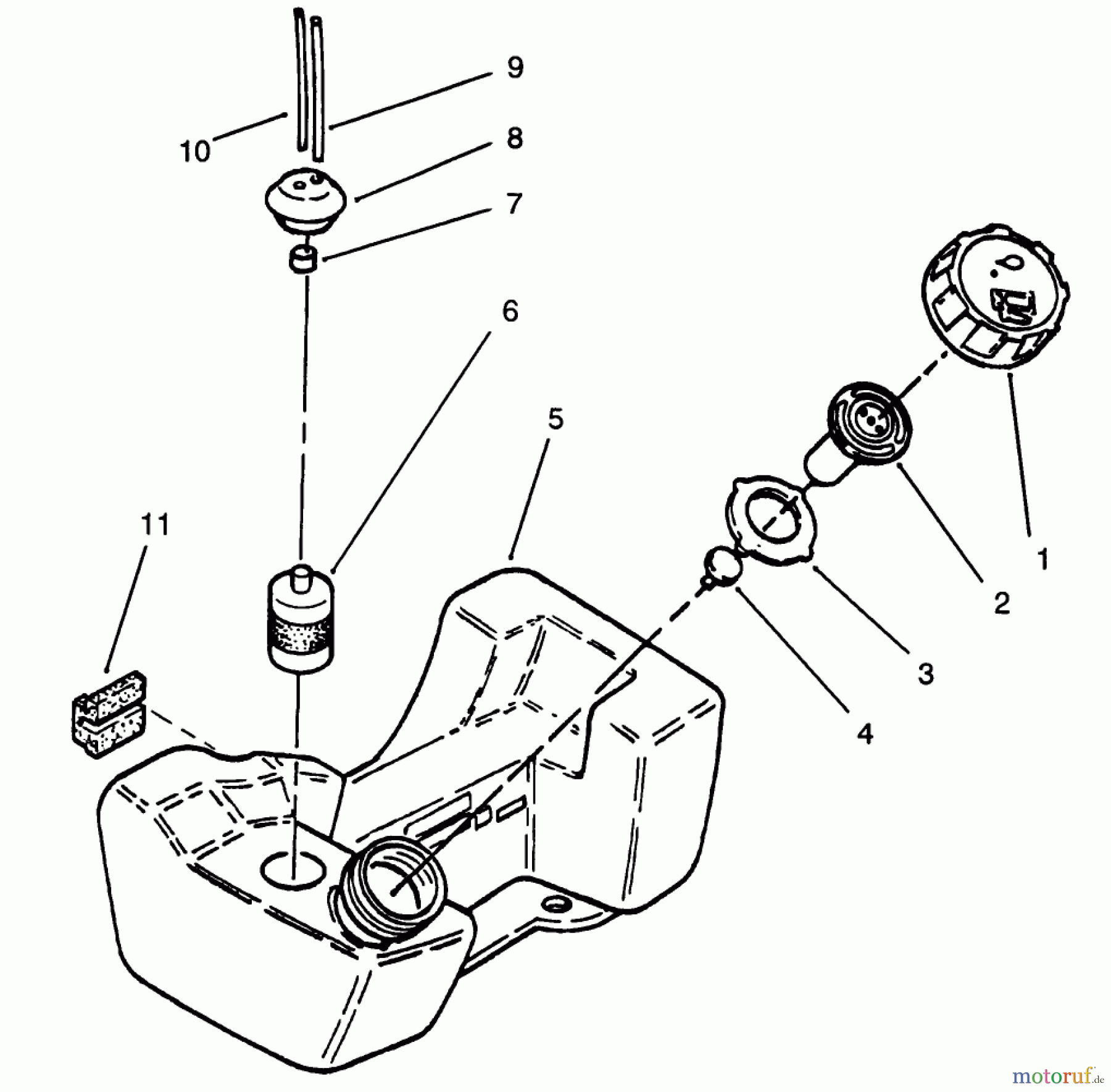  Toro Neu Trimmers, String/Brush 51675 (TC 5010) - Toro TC 5010 Gas Trimmer, 1993 (39000001-39999999) FUEL TANK ASSEMBLY