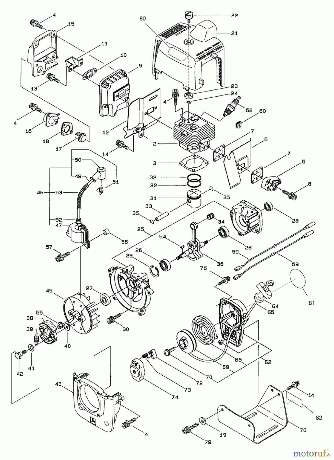 Toro Neu Trimmers, String/Brush 53002 - Toro Gas Trimmer, Straight Shaft (53005), 1997 (790001-799999) ENGINE ASSEMBLY