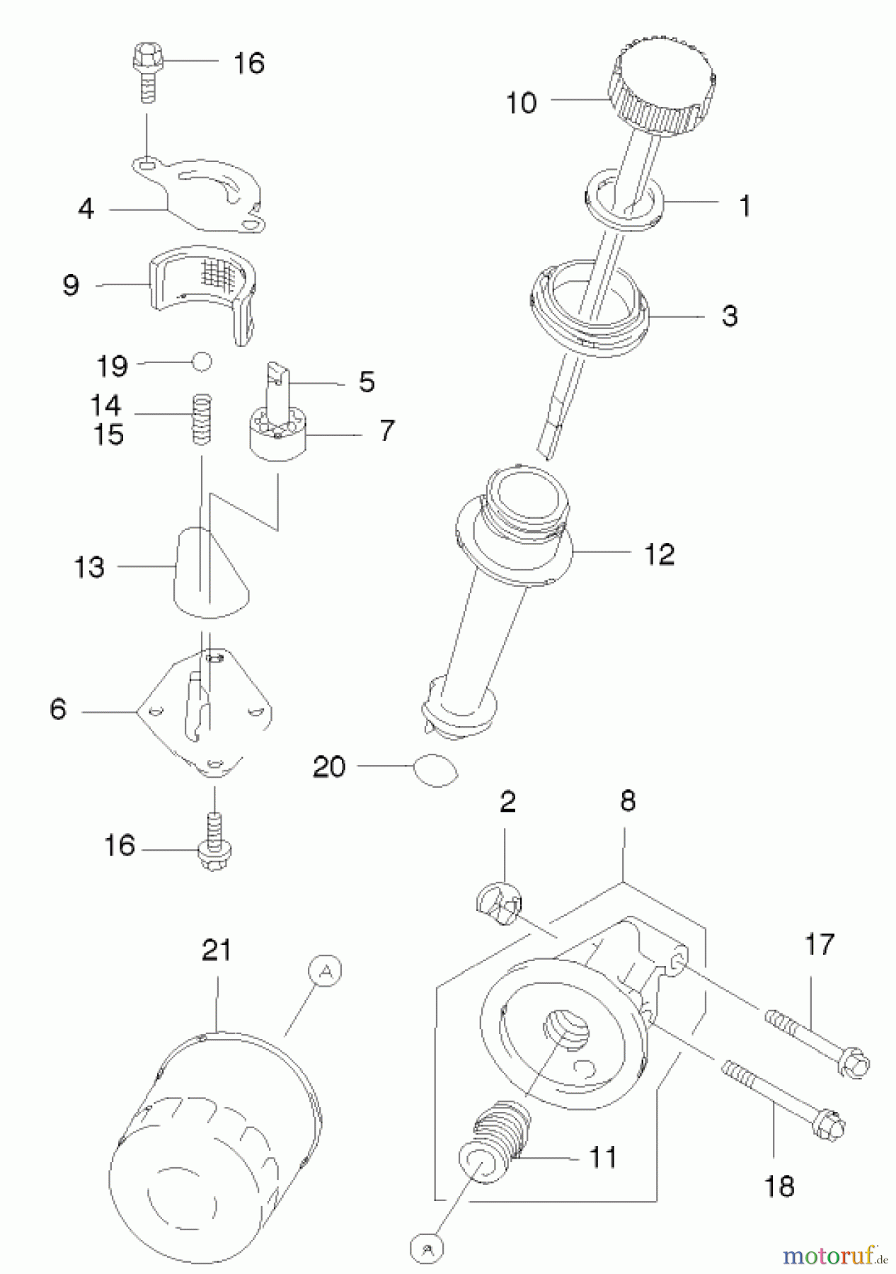  Rasenmäher 22174 - Toro 53cm Heavy-Duty Recycler Mower (SN: 210000001 - 210999999) (2001) DIPSTICK AND OIL FILTER ASSEMBLY