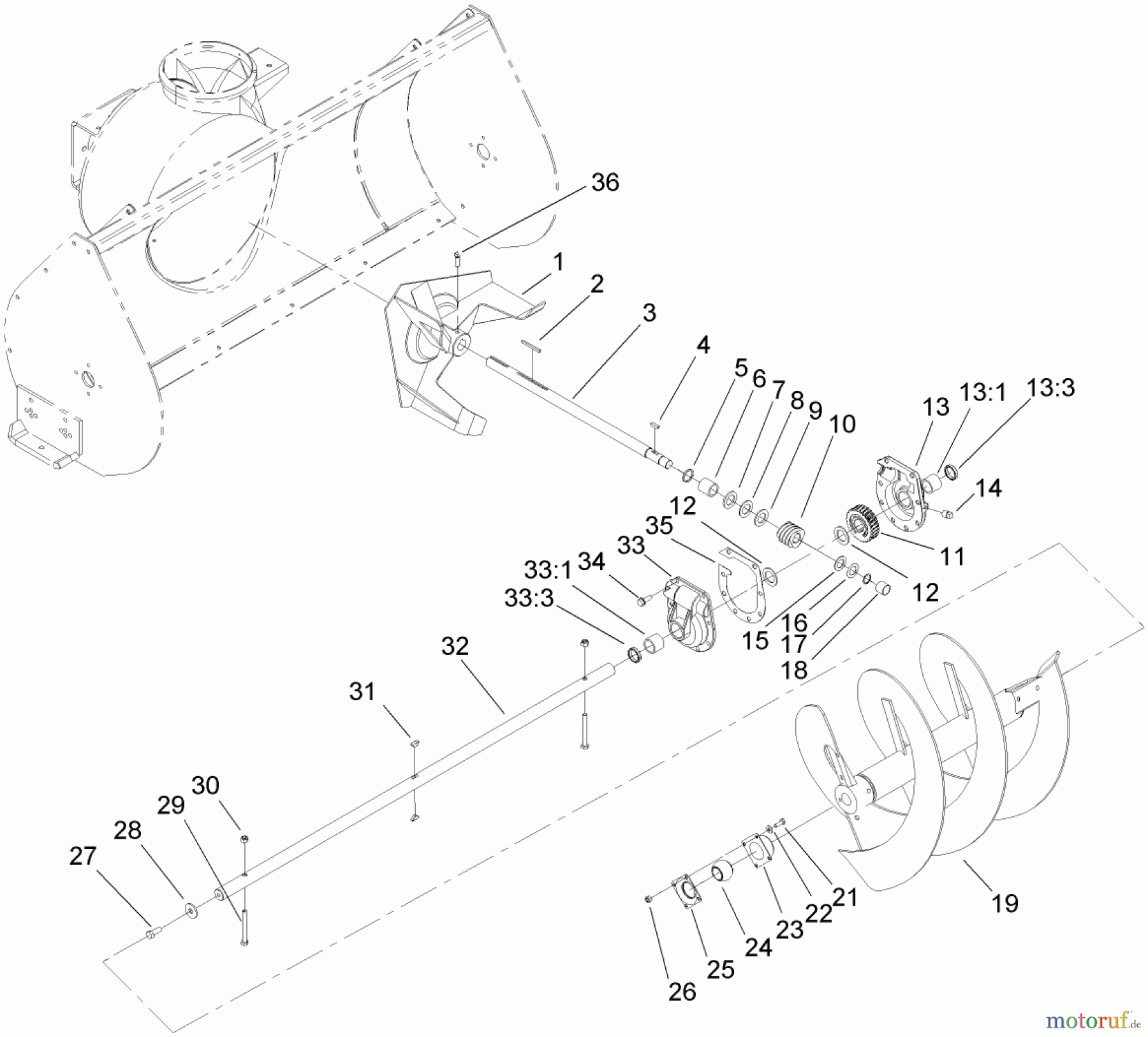  Compact Utility Attachments 22456 - Toro Snowthrower, Dingo Compact Utility Loader (SN: 280000001 - 280999999) (2008) AUGER AND GEARCASE ASSEMBLY