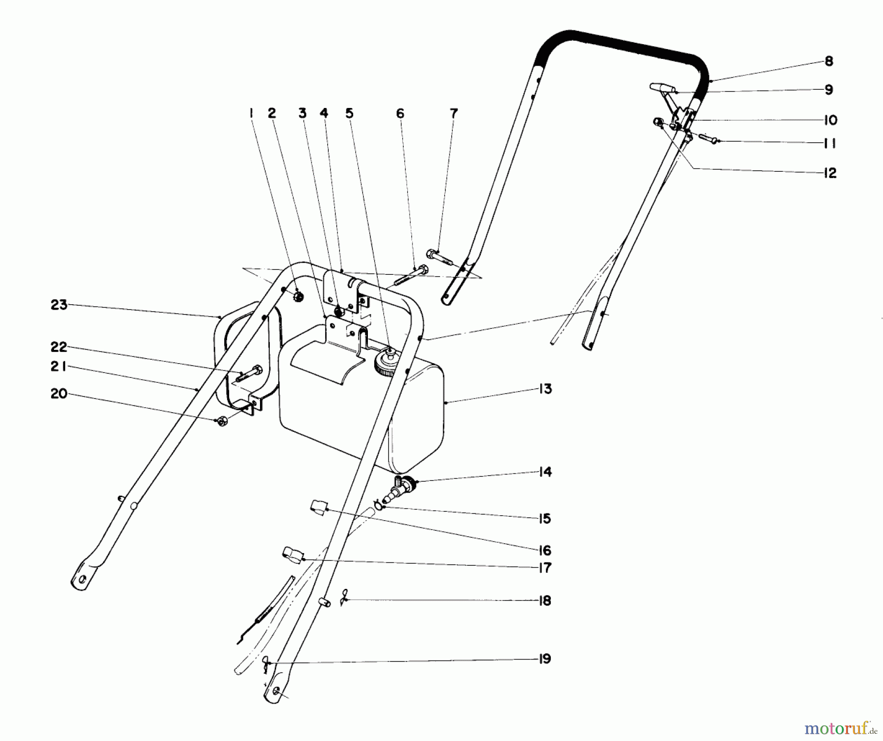  Rasenmäher 23100 - Toro Walk-Behind Mower (SN: 1000001 - 1999999) (1971) HANDLE ASSEMBLY H. P. MODEL