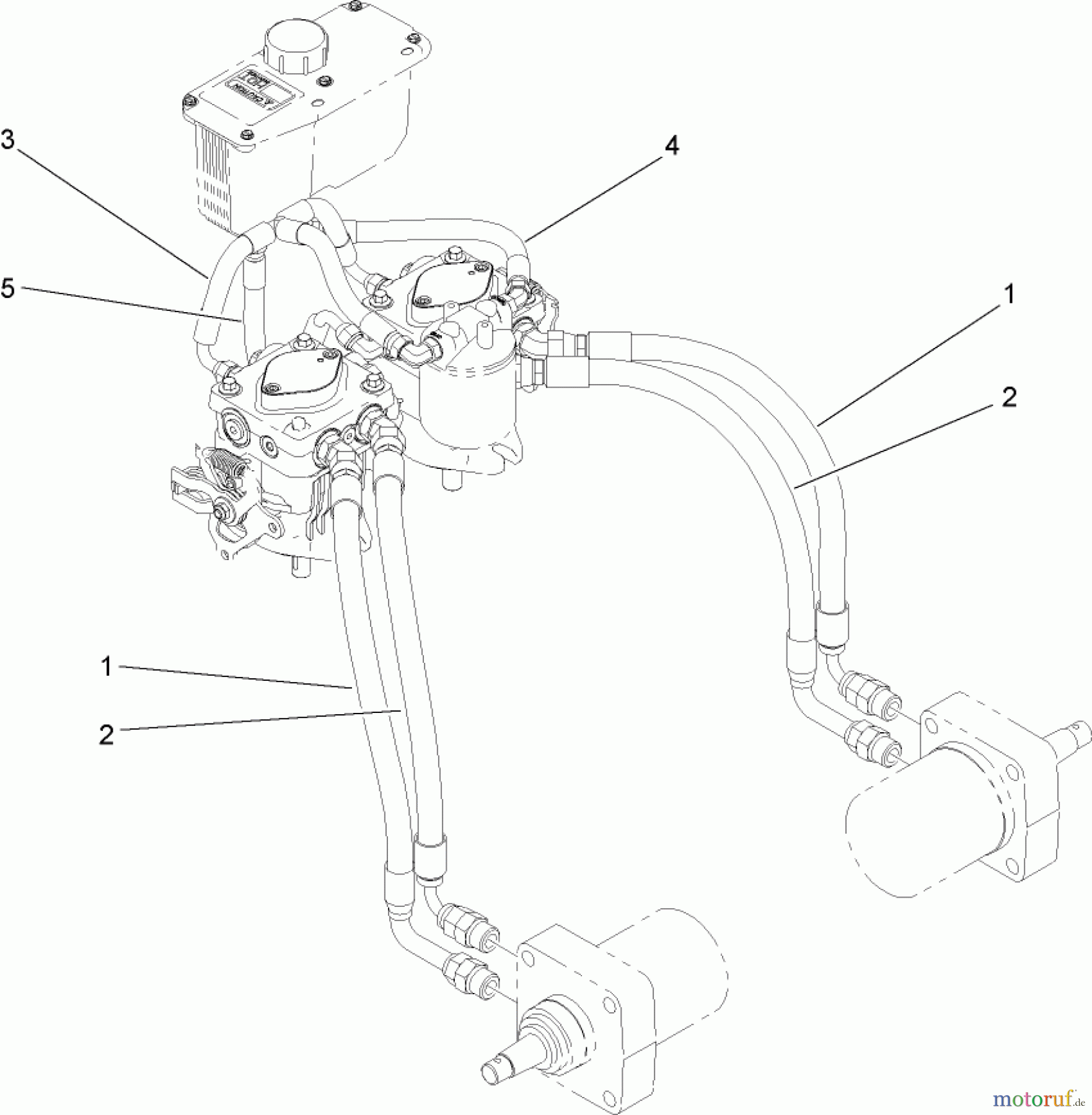  Rasenmäher für Großflächen 30032 - Toro Commercial 91cm Walk-Behind Mower, 15HP, T-Bar, Hydro Drive, TURBO FORCE Cutting Unit (SN: 270000001 - 270999999) (2007) HYDRAULIC HOSE ASSEMBLY