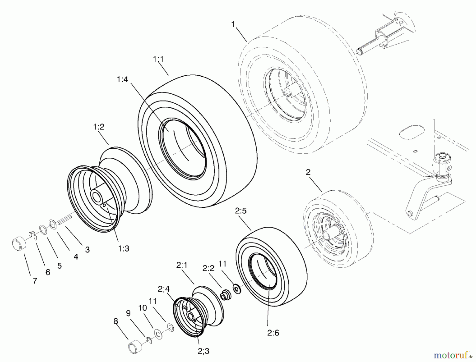  Zerto-Turn Mäher 74105 (Z118) - Toro Z Master Riding Mower (SN: 79000001 - 79999999) (1997) WHEEL & TIRE ASM