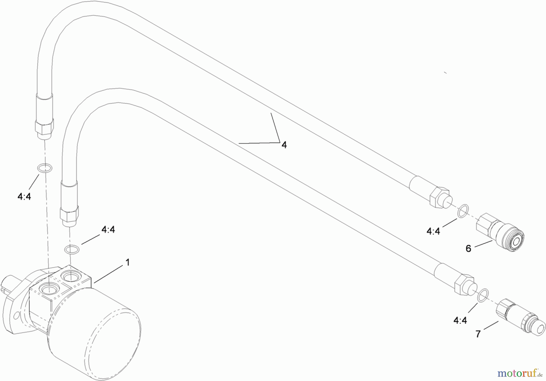  Compact Utility Attachments 23102 - Toro Soil Cultivator, Compact Utility Loaders (SN: 290000001 - 290999999) (2009) HYDRAULIC HOSE AND MOTOR ASSEMBLY