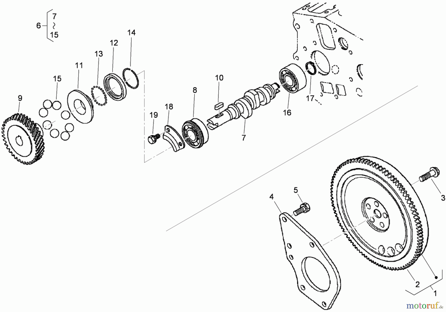  Zerto-Turn Mäher 74265TE (Z580-D) - Toro Z Master Mower, 152cm TURBO FORCE Side Discharge Deck (SN: 310000001 - 310999999) (2010) FLYWHEEL AND FUEL CAMSHAFT ASSEMBLY