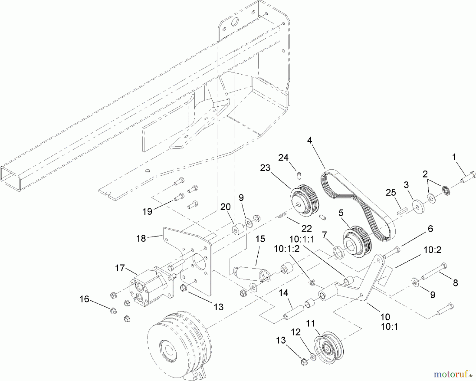  Zerto-Turn Mäher 74268TE (Z597-D) - Toro Z Master Mower, 152cm TURBO FORCE Side Discharge Deck (SN: 260000001 - 260999999) (2006) COOLING PUMP DRIVE ASSEMBLY