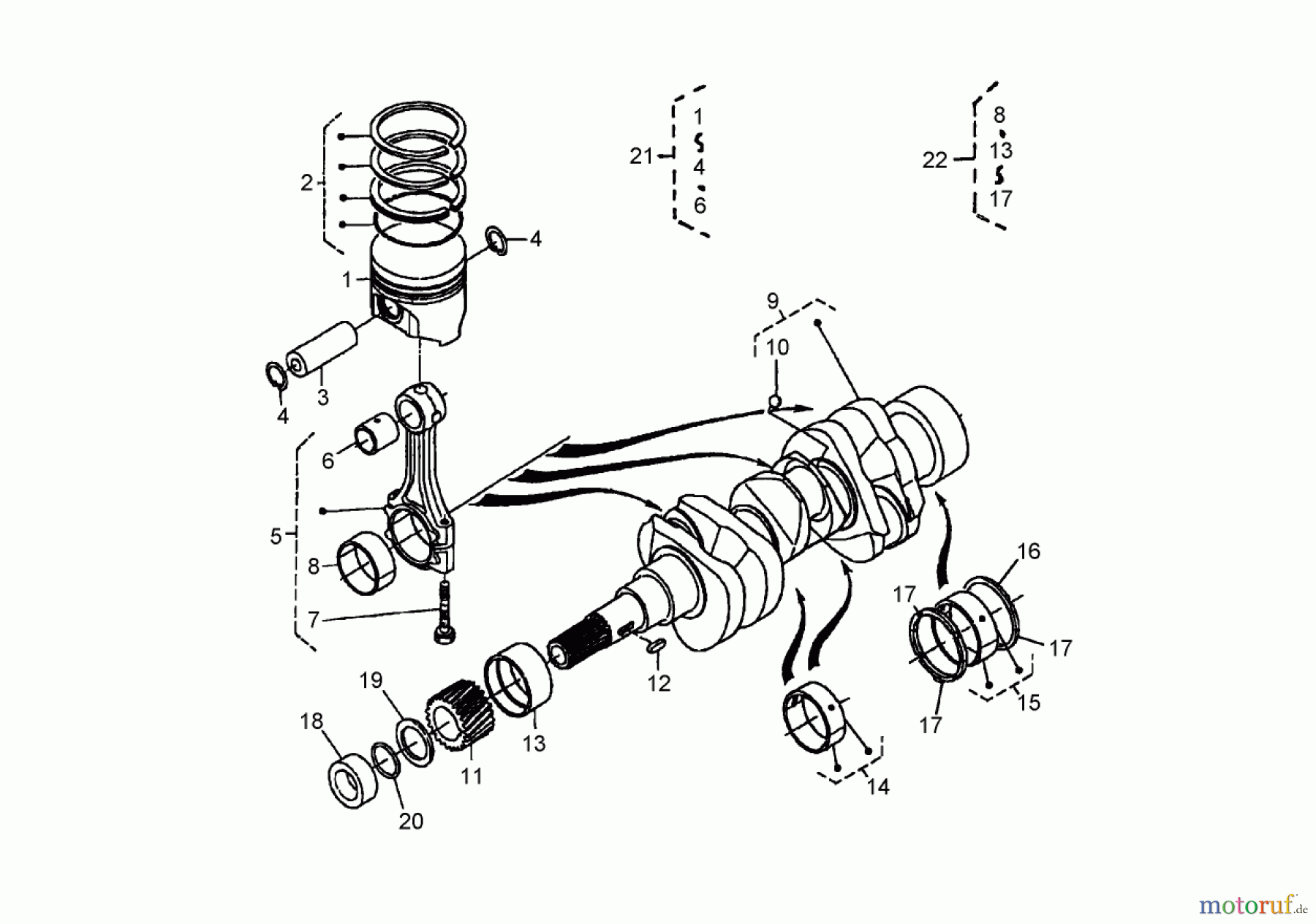  Zerto-Turn Mäher 74279TE (Z593-D) - Toro Z Master Mower, 52 Rear Discharge Deck (SN: 270000001 - 270999999) (2007) PISTON AND CRANKSHAFT ASSEMBLY